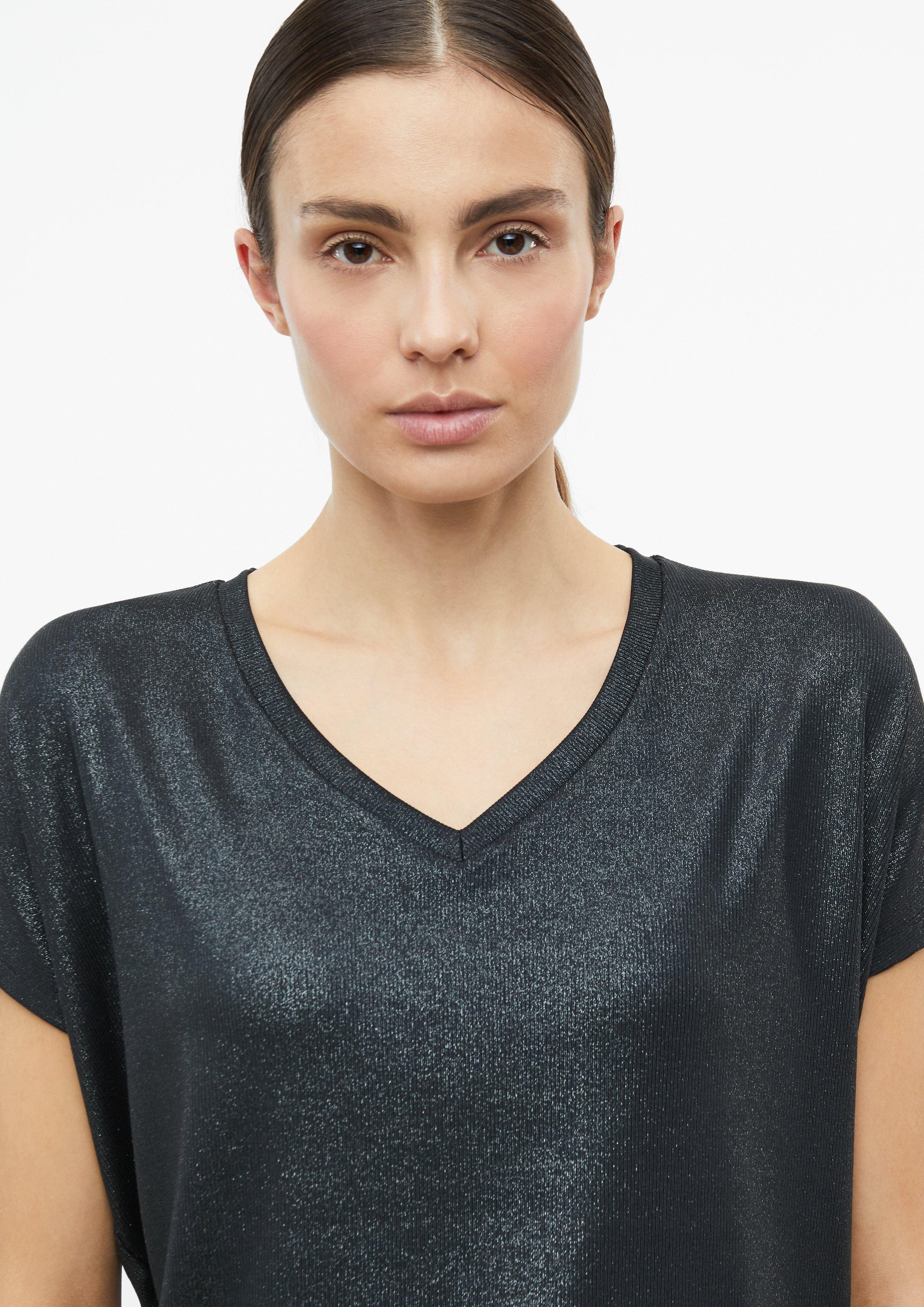 Damen T-Shirt im Relaxed Fit mit Glitzer-Coating in schwarz von s.Oliver