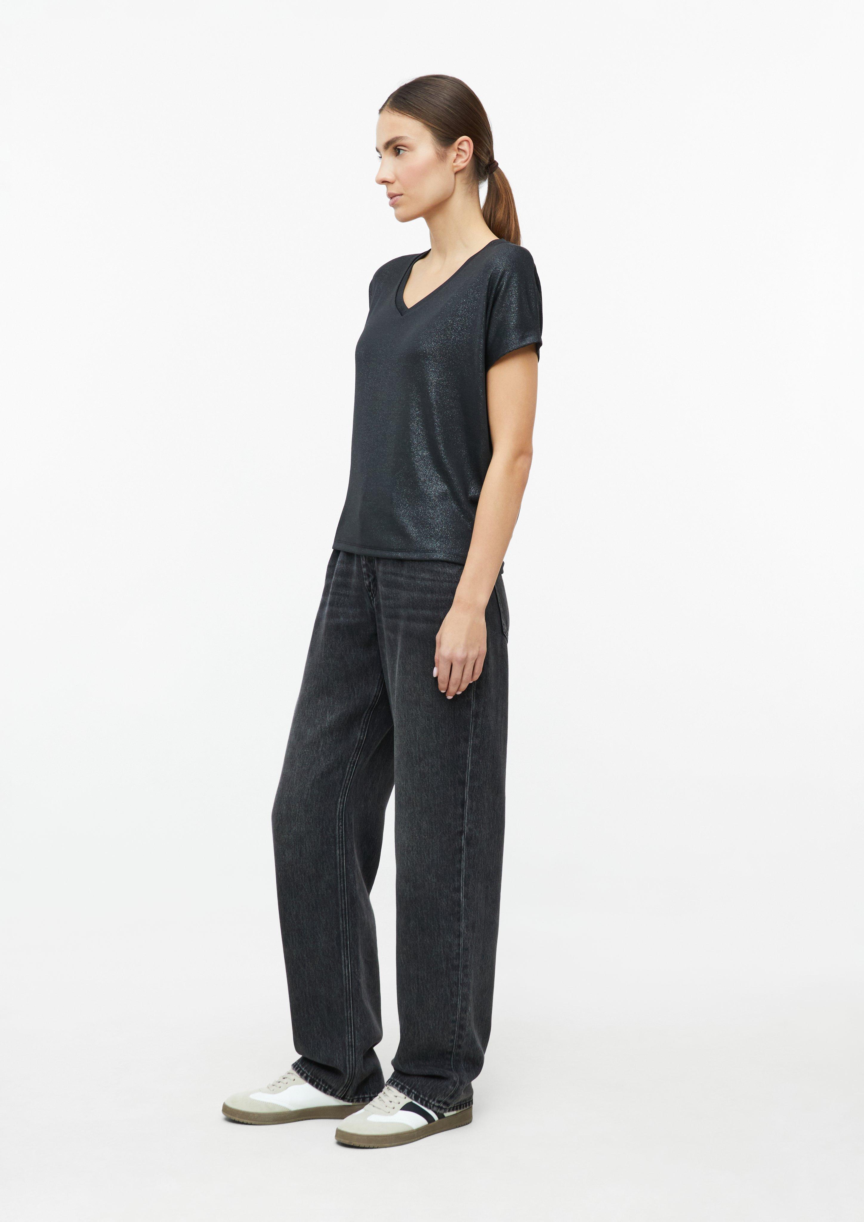 Damen T-Shirt im Relaxed Fit mit Glitzer-Coating in schwarz von s.Oliver