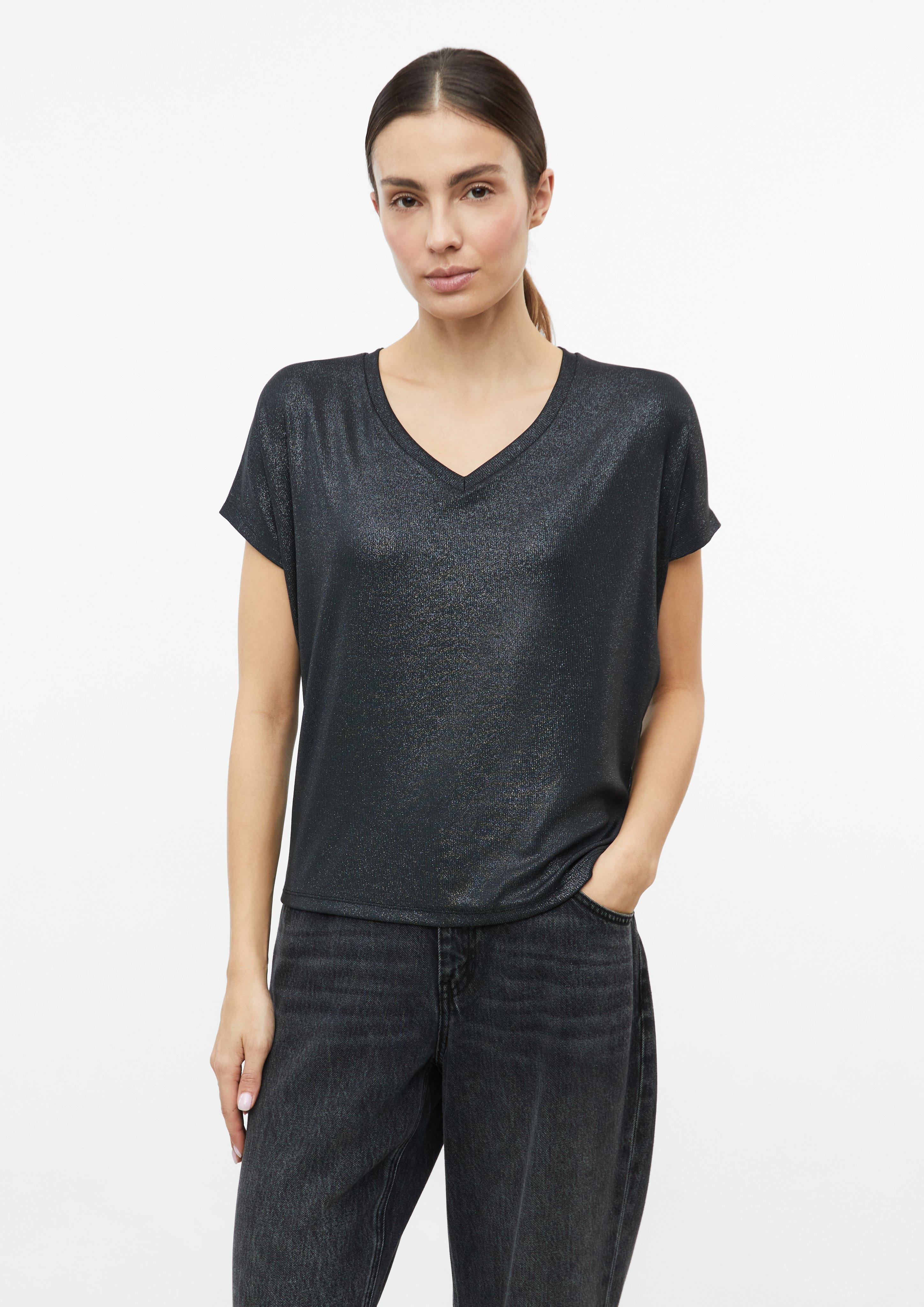 T-Shirt im Relaxed Fit mit Glitzer-Coating in Farbe schwarz von s.Oliver