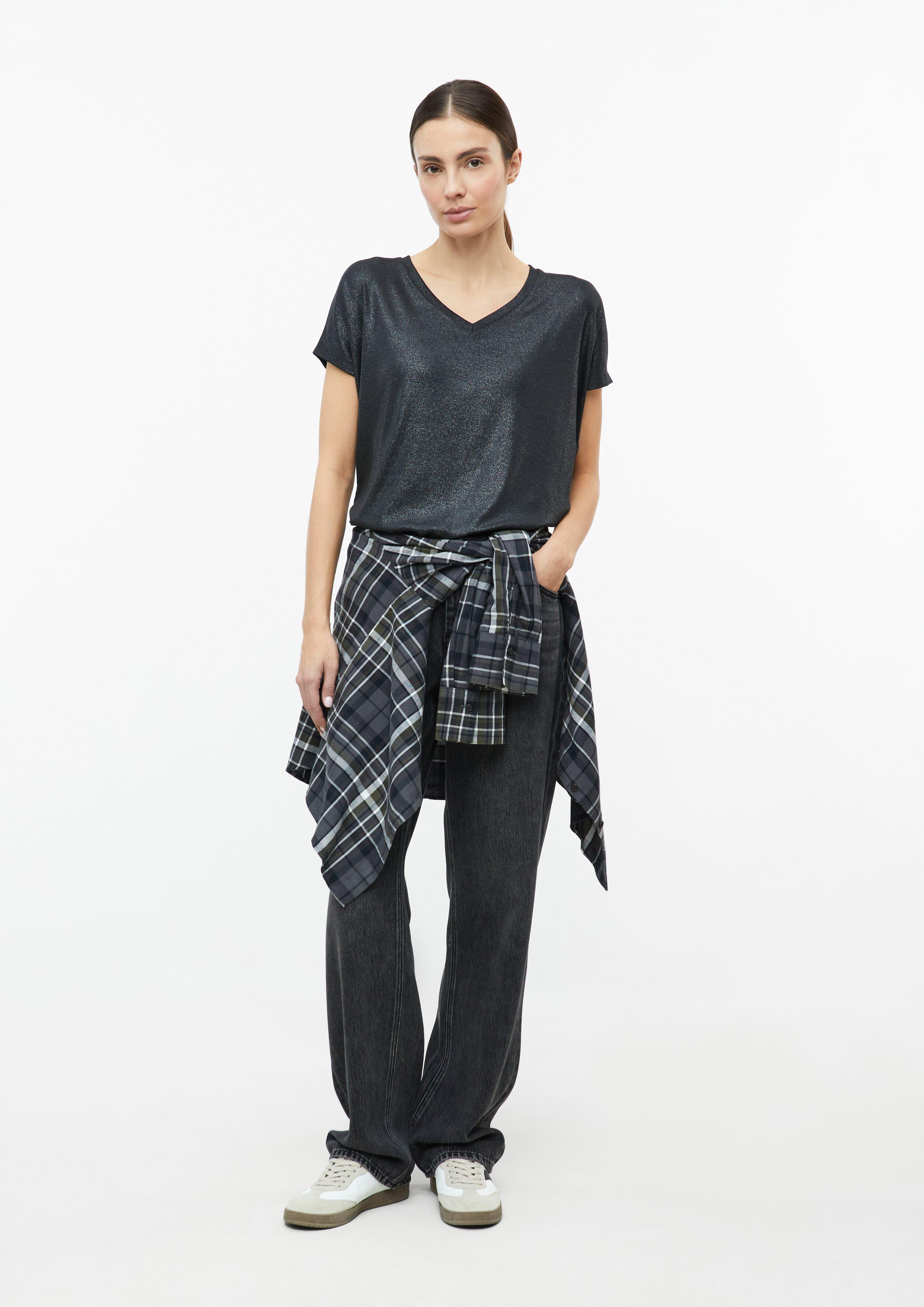 Damen T-Shirt im Relaxed Fit mit Glitzer-Coating in schwarz von s.Oliver