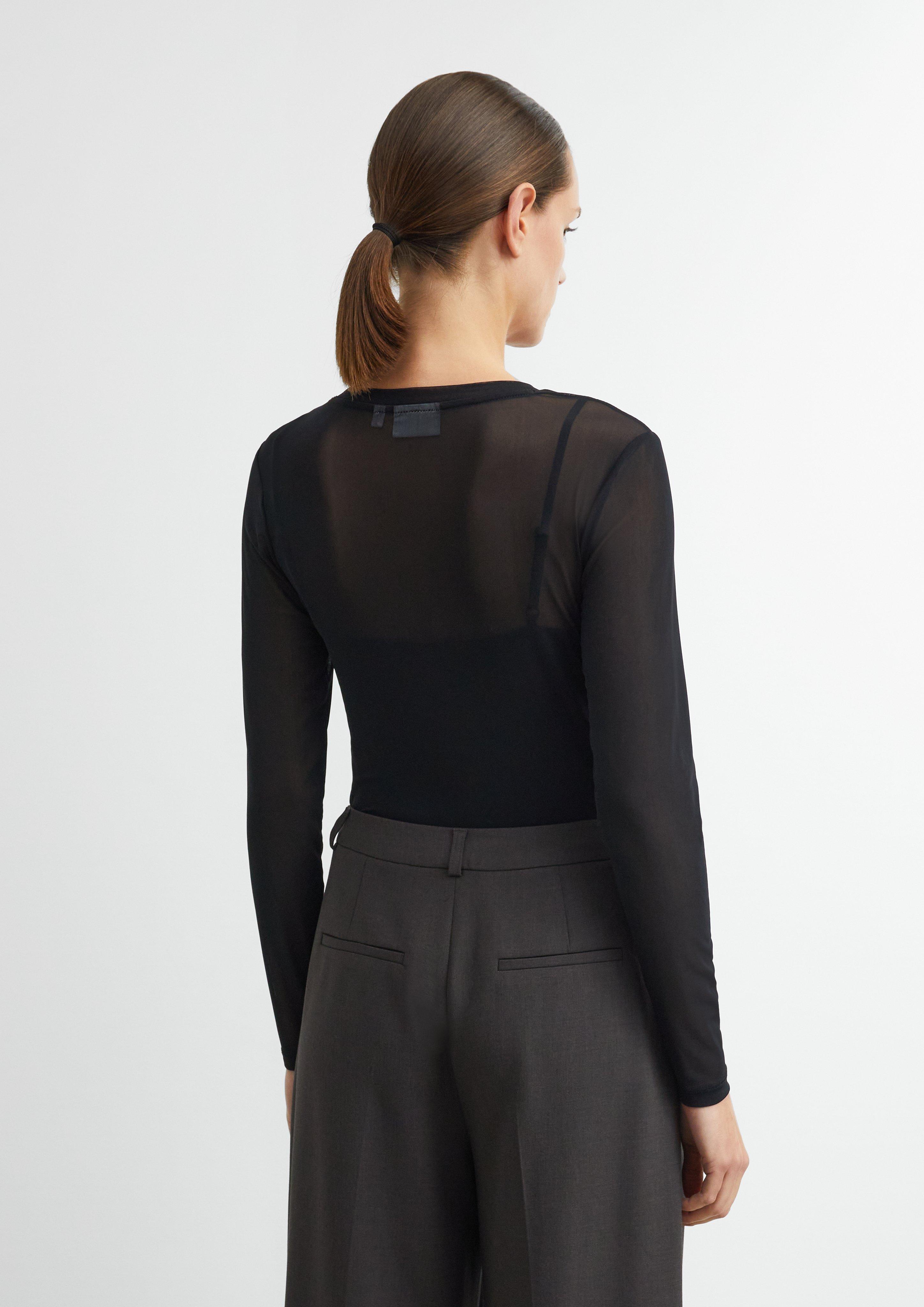 Longsleeve aus Mesh in schwarz von COMMA