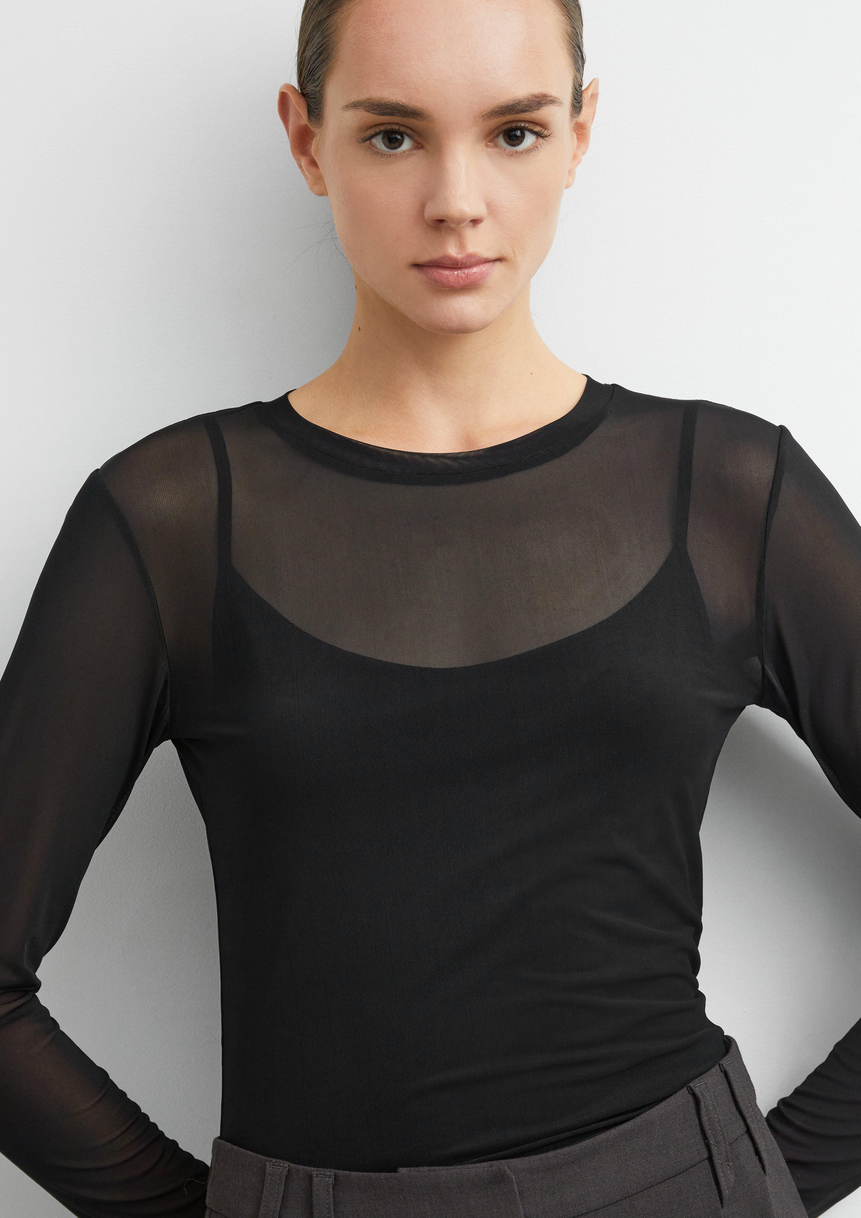 Longsleeve aus Mesh in schwarz von COMMA