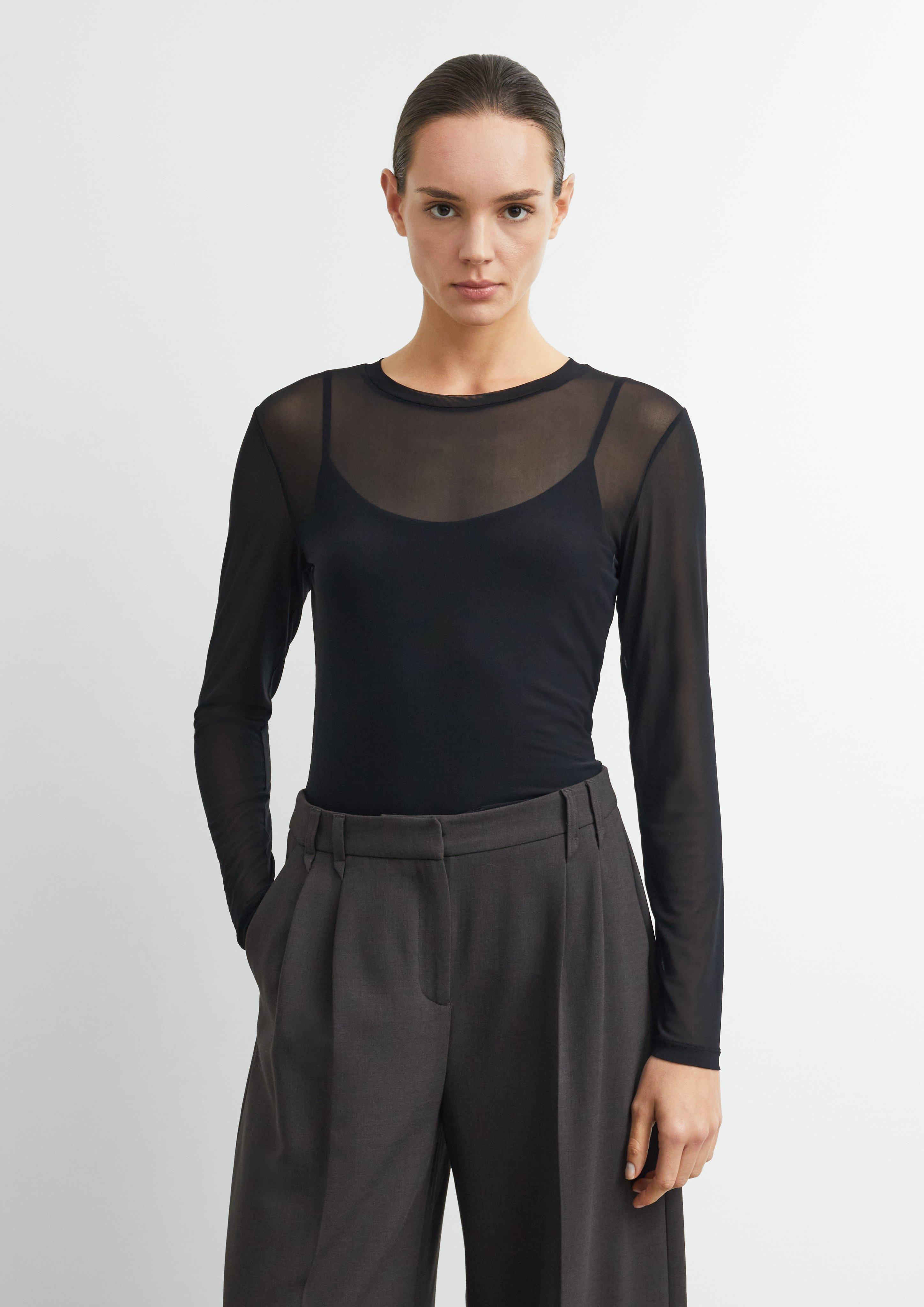 Longsleeve aus Mesh in schwarz von COMMA