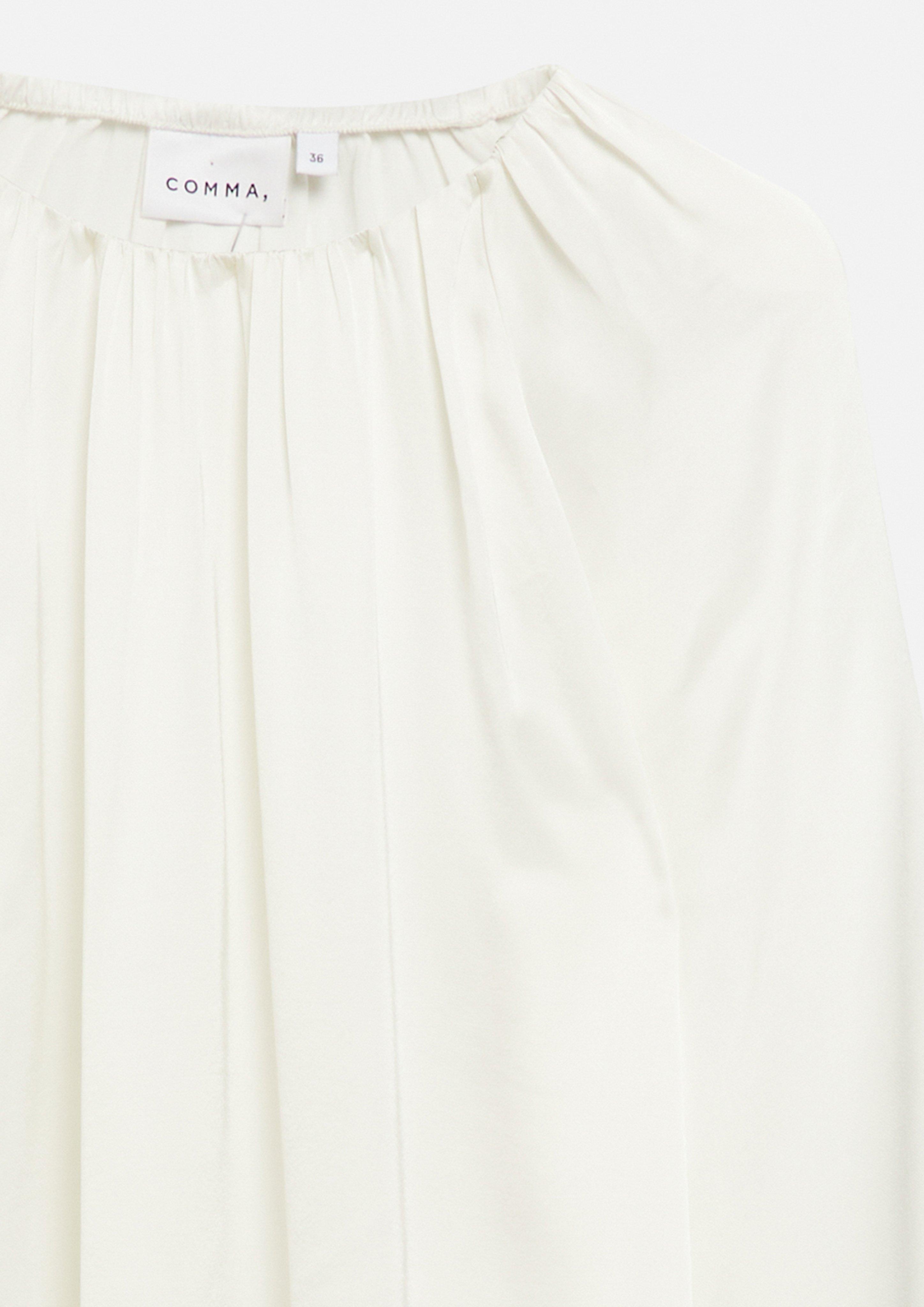 Satinbluse mit Raffung in creme von COMMA