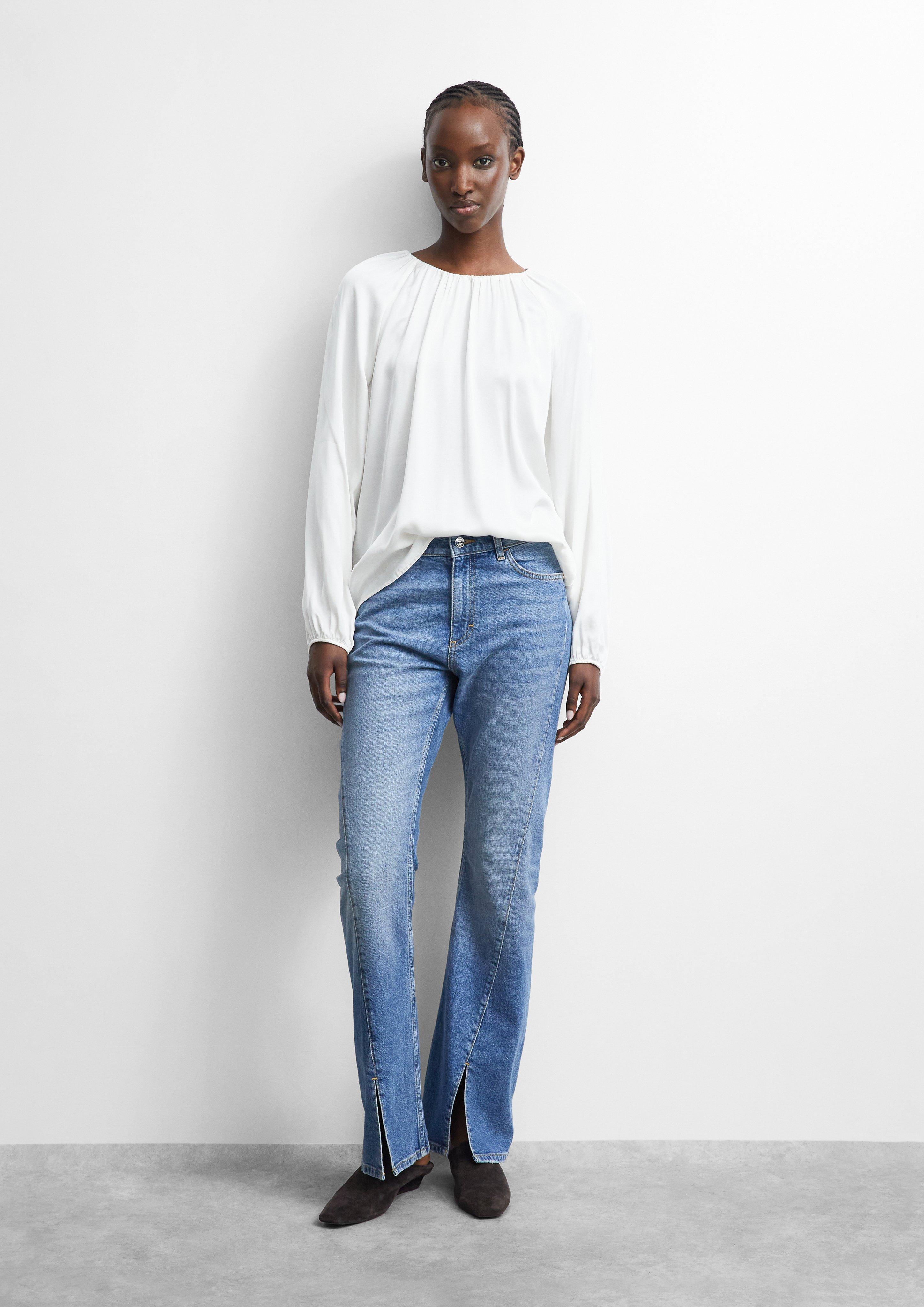 Satinbluse mit Raffung in creme von COMMA