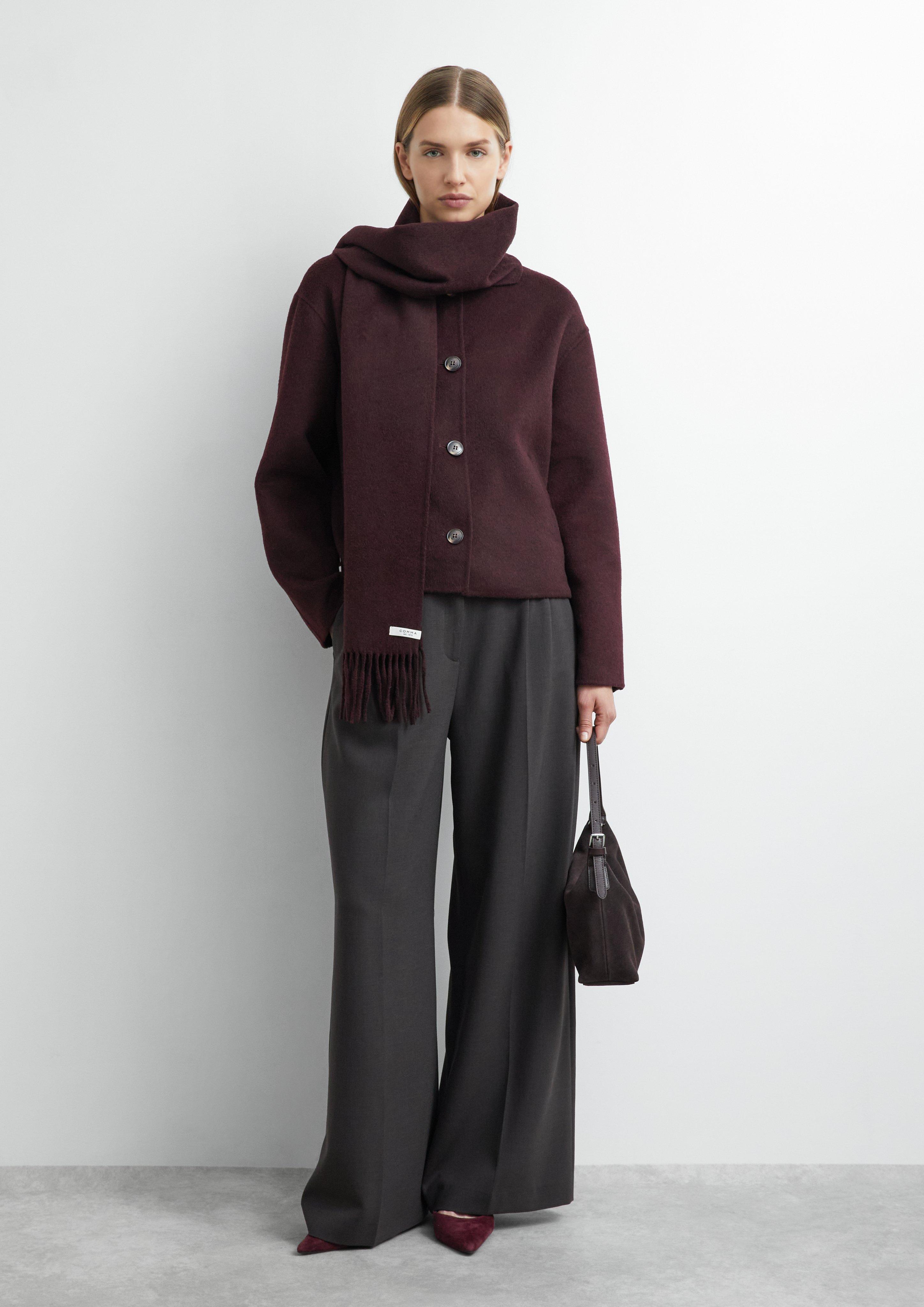 Damen Doubleface-Jacke mit abnehmbarem Schal in rot von comma