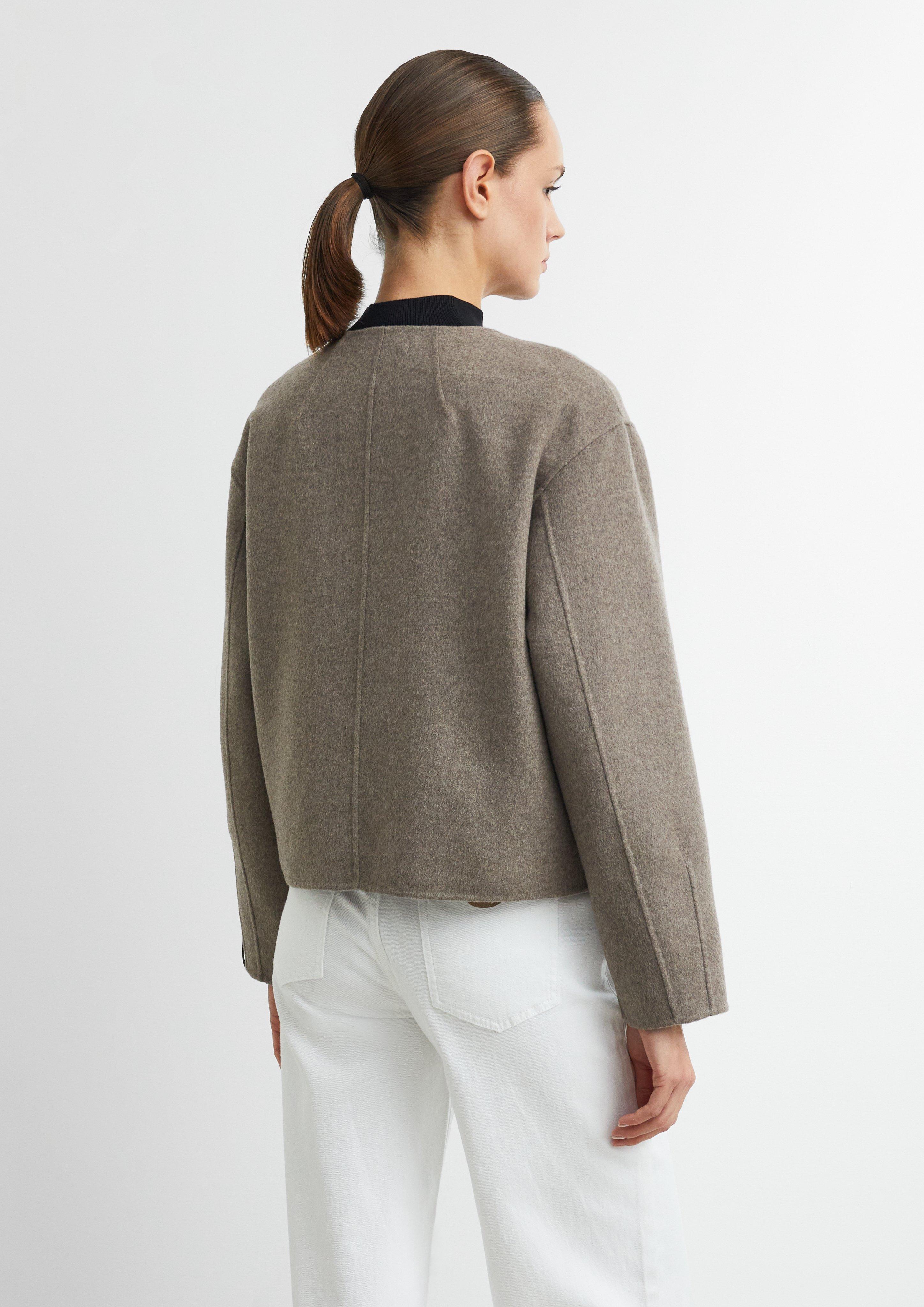 Damen Doubleface-Jacke mit abnehmbarem Schal in braun von comma