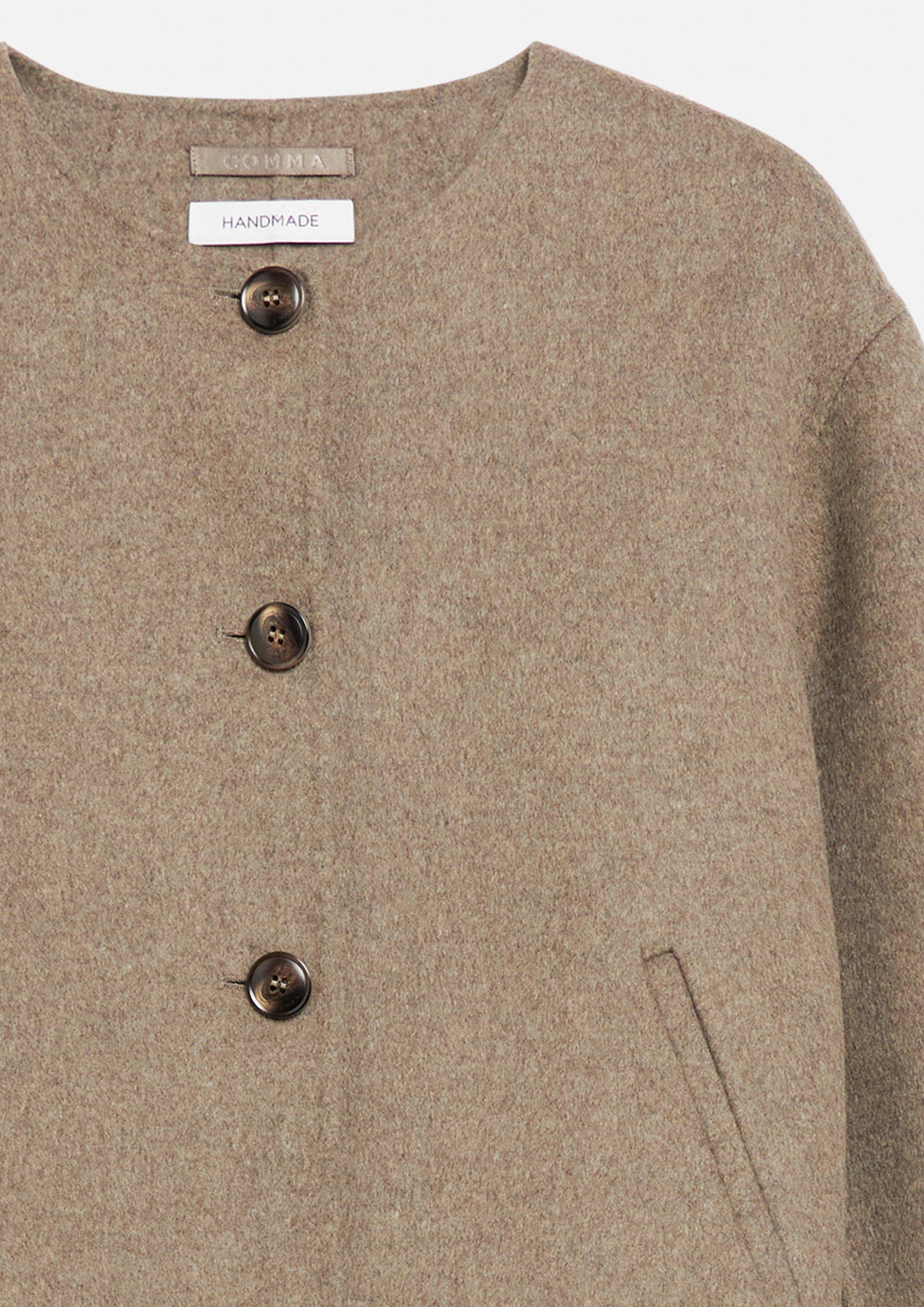 Damen Doubleface-Jacke mit abnehmbarem Schal in braun von comma