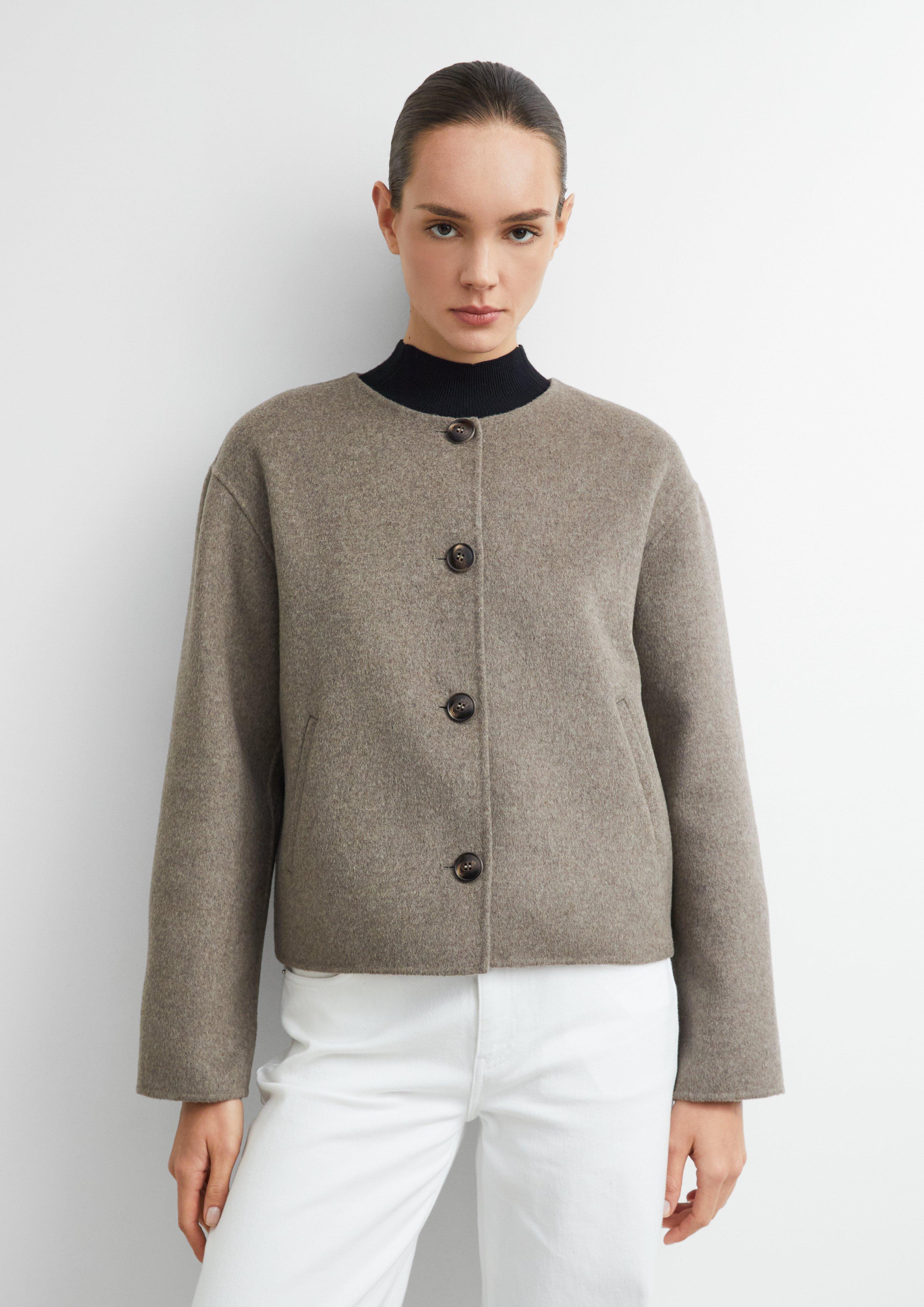 Doubleface-Jacke mit abnehmbarem Schal in hellbraun von COMMA