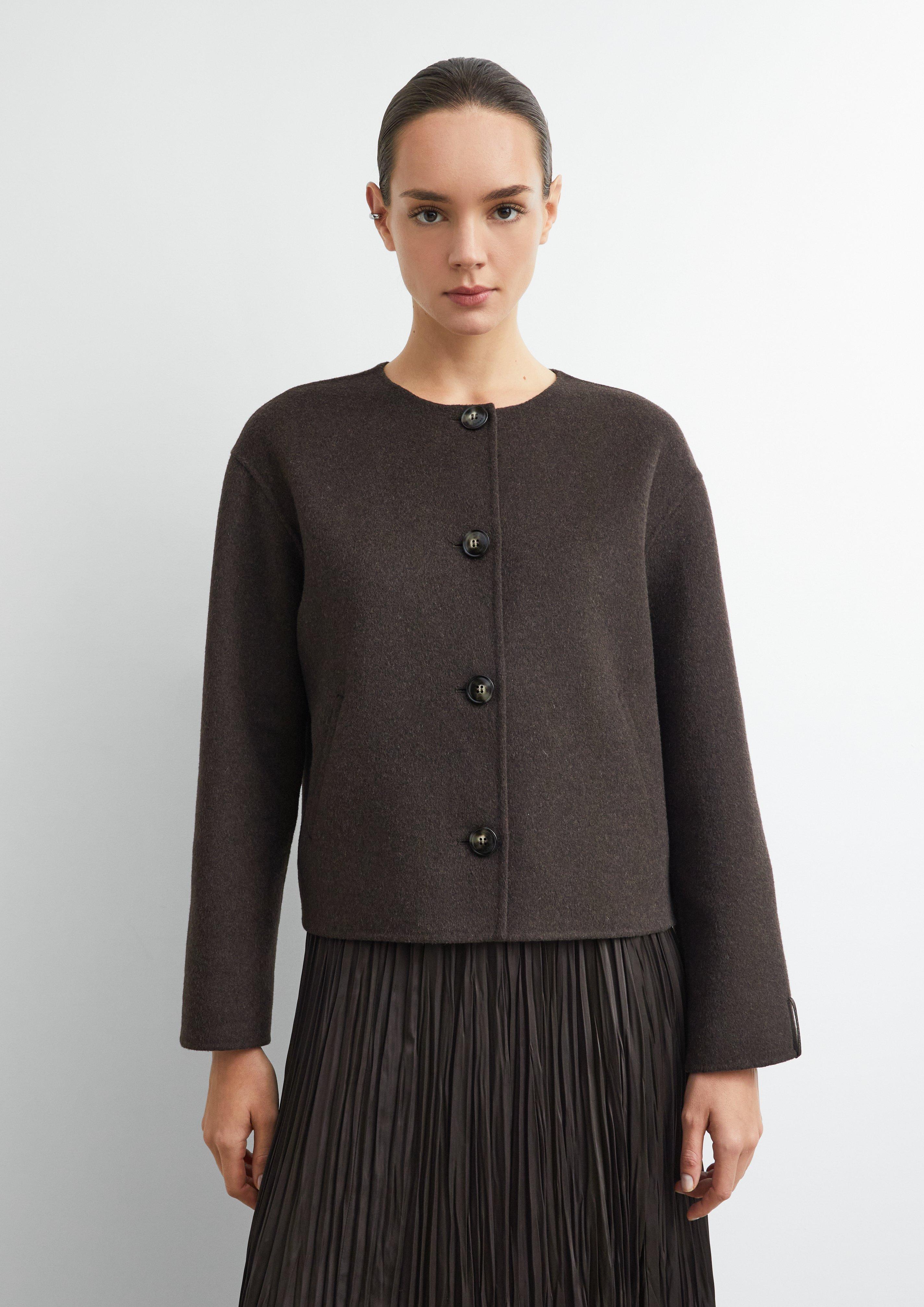 Doubleface-Jacke mit abnehmbarem Schal in braun von COMMA