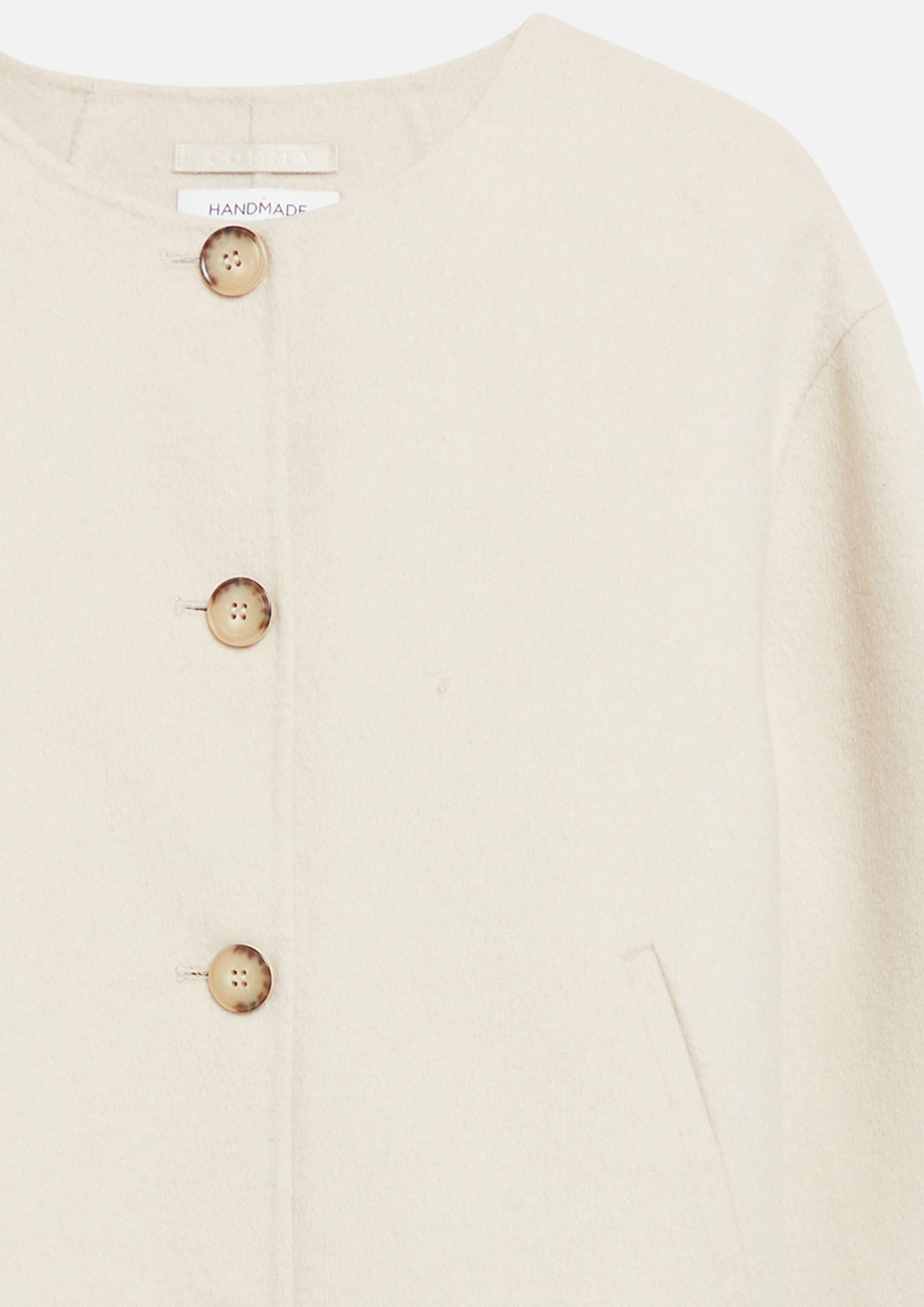 Damen Doubleface-Jacke mit abnehmbarem Schal in beige von comma