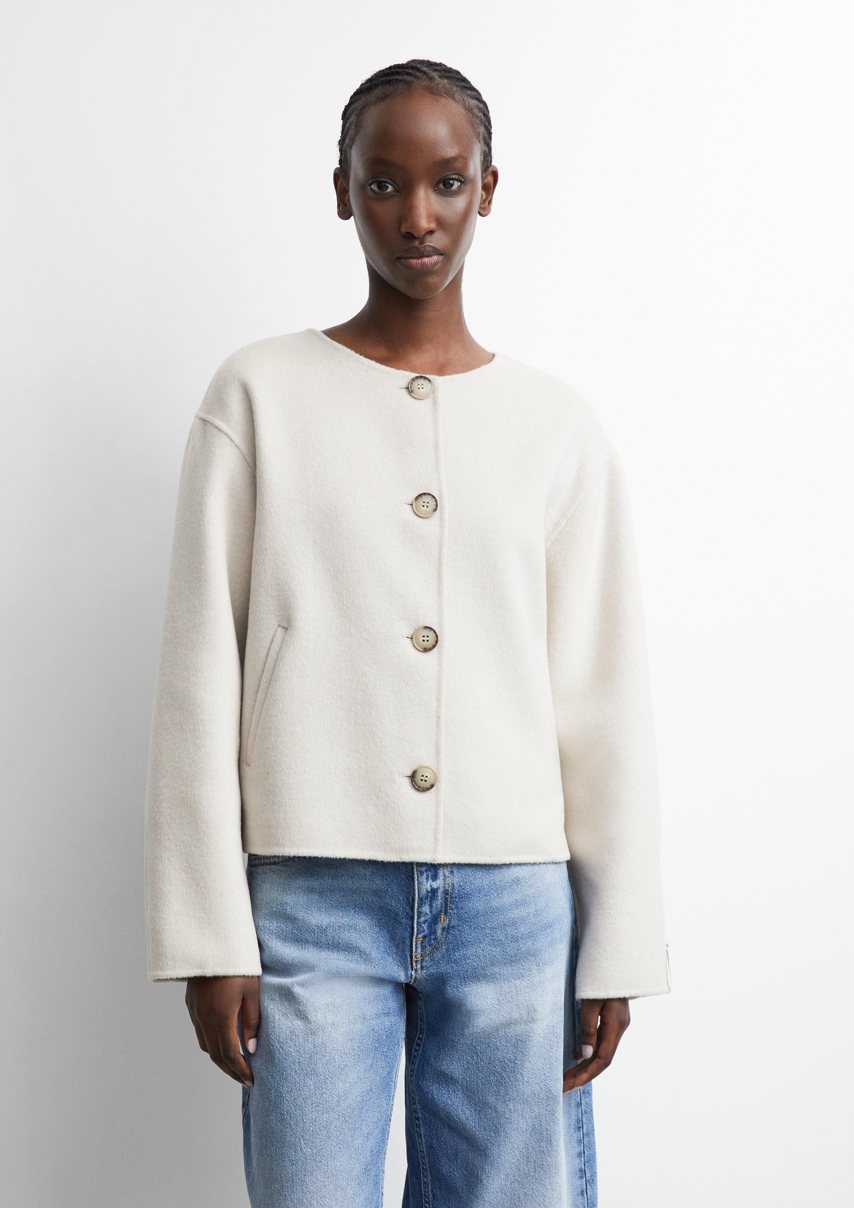 Damen Doubleface-Jacke mit abnehmbarem Schal in beige von comma