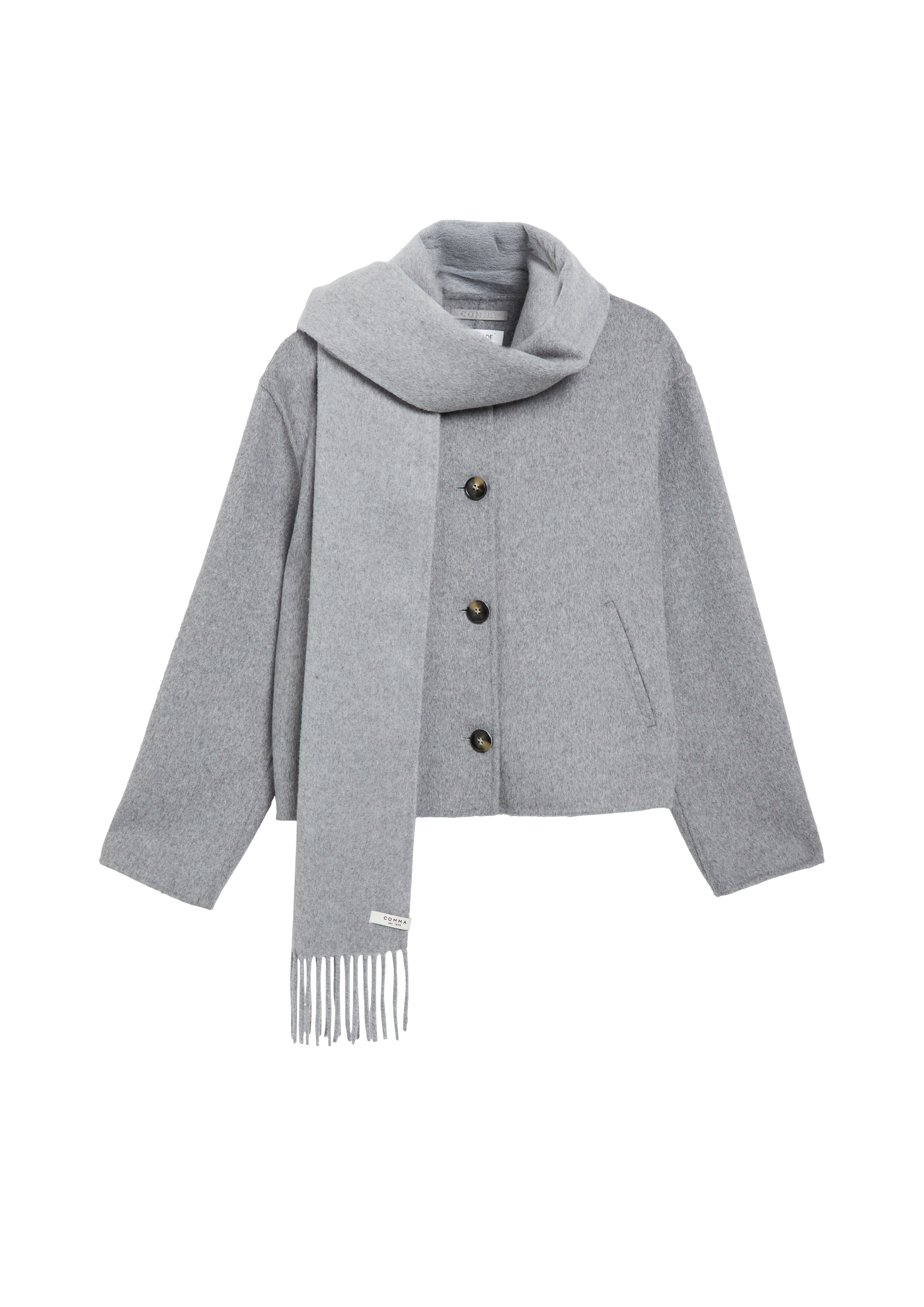 Doubleface-Jacke mit abnehmbarem Schal