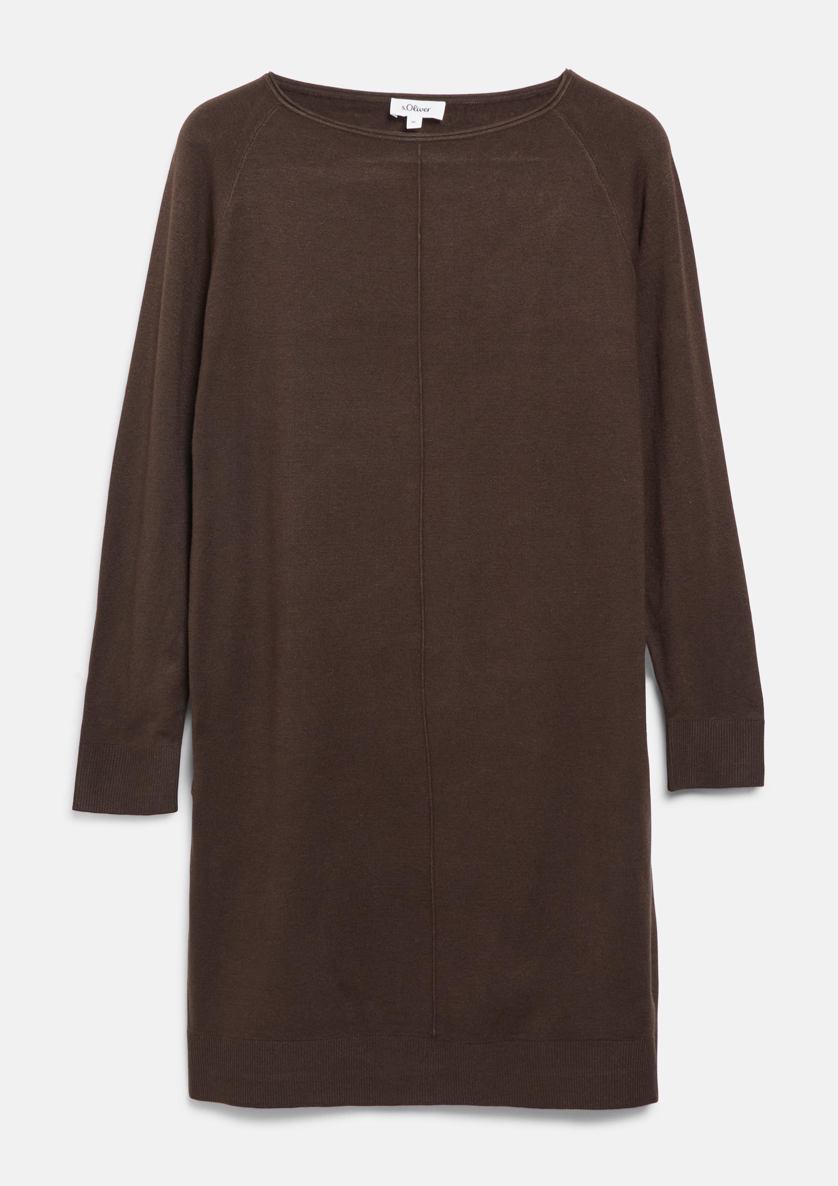 Fine knit dress made of viscose blend with decorative seam in dark brown by s.Oliver