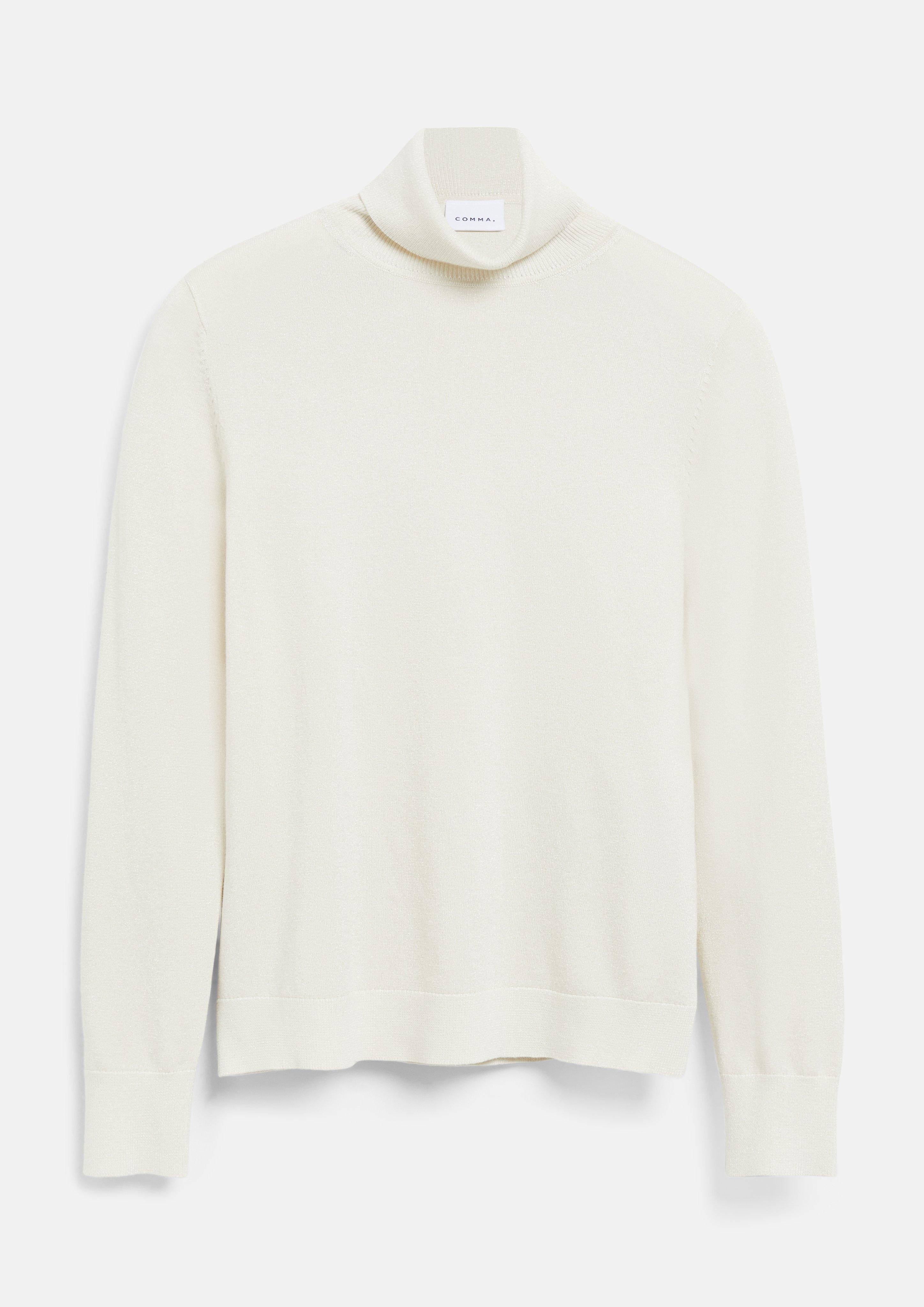 Strickpullover mit Glitzergarn und Rollkragen in creme von COMMA