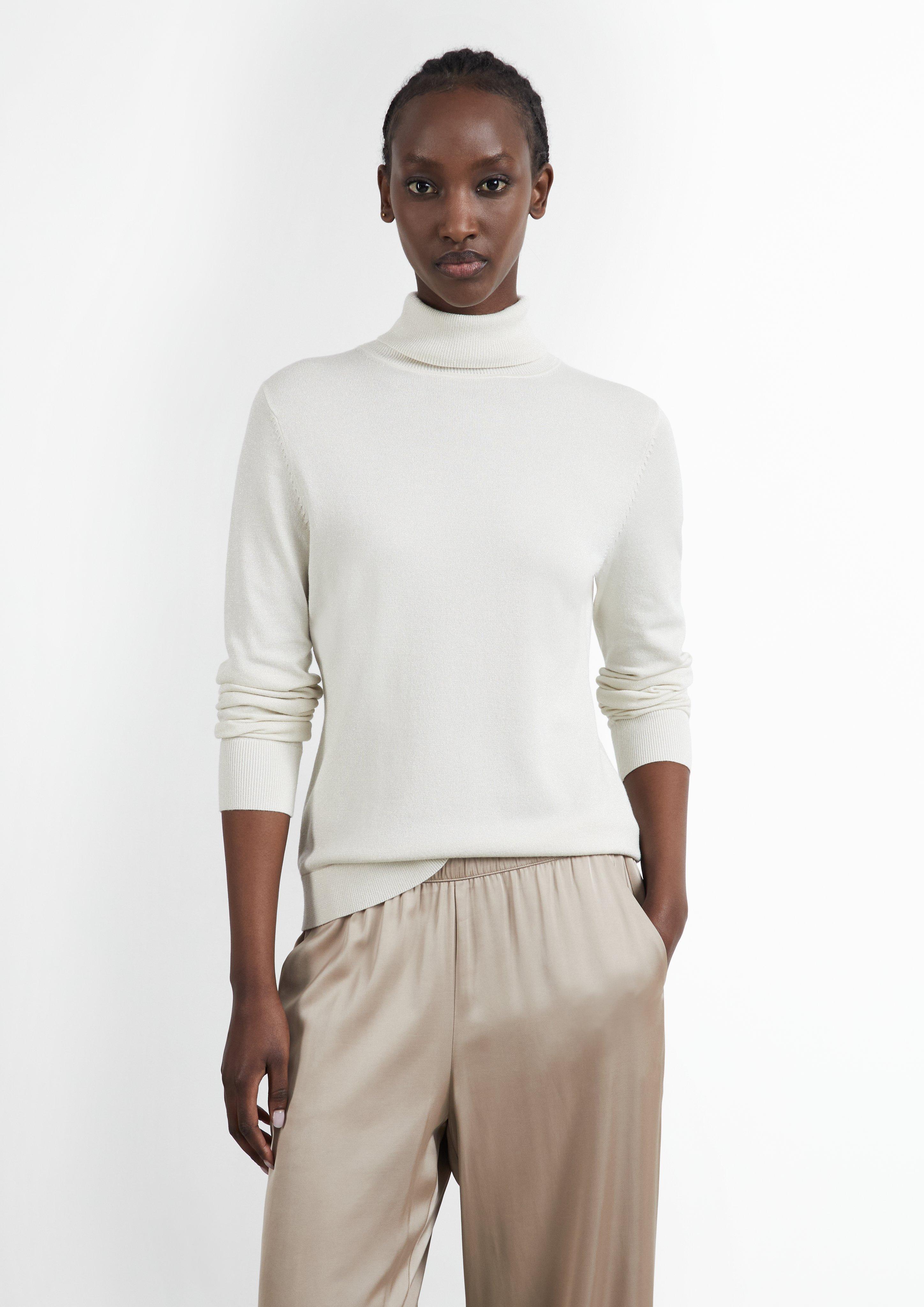 Strickpullover mit Glitzergarn und Rollkragen in Farbe creme von COMMA