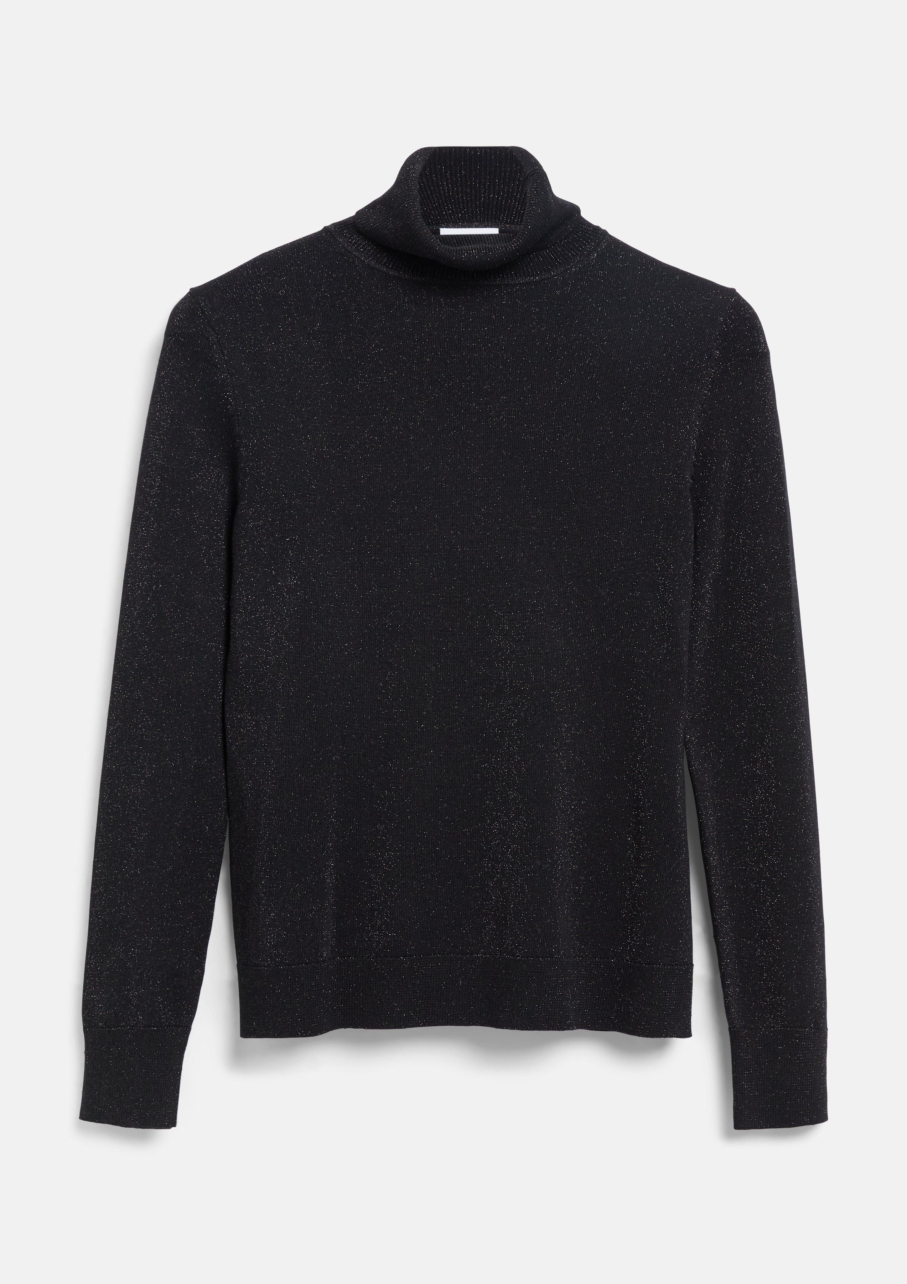 Strickpullover mit Glitzergarn und Rollkragen in schwarz von COMMA