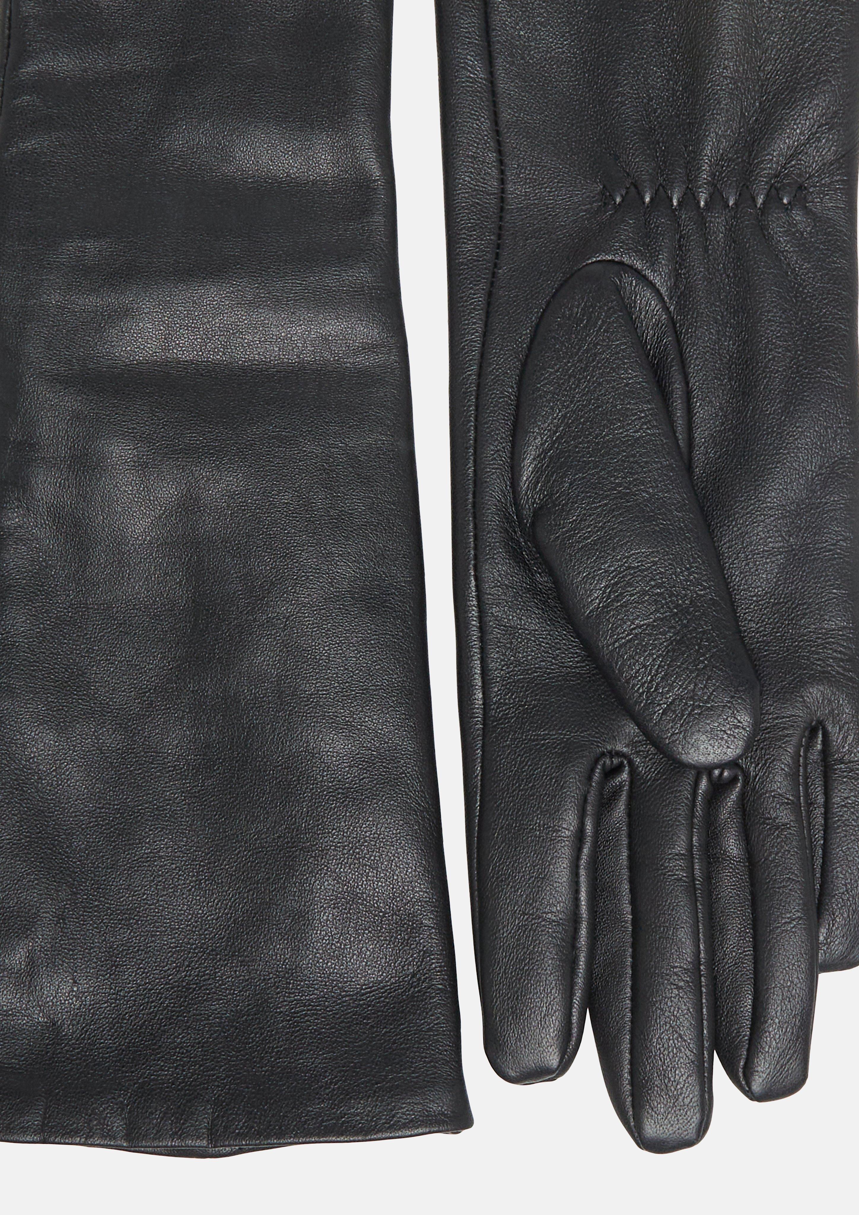 Damen Lange Lederhandschuhe für Damen in schwarz von COMMA