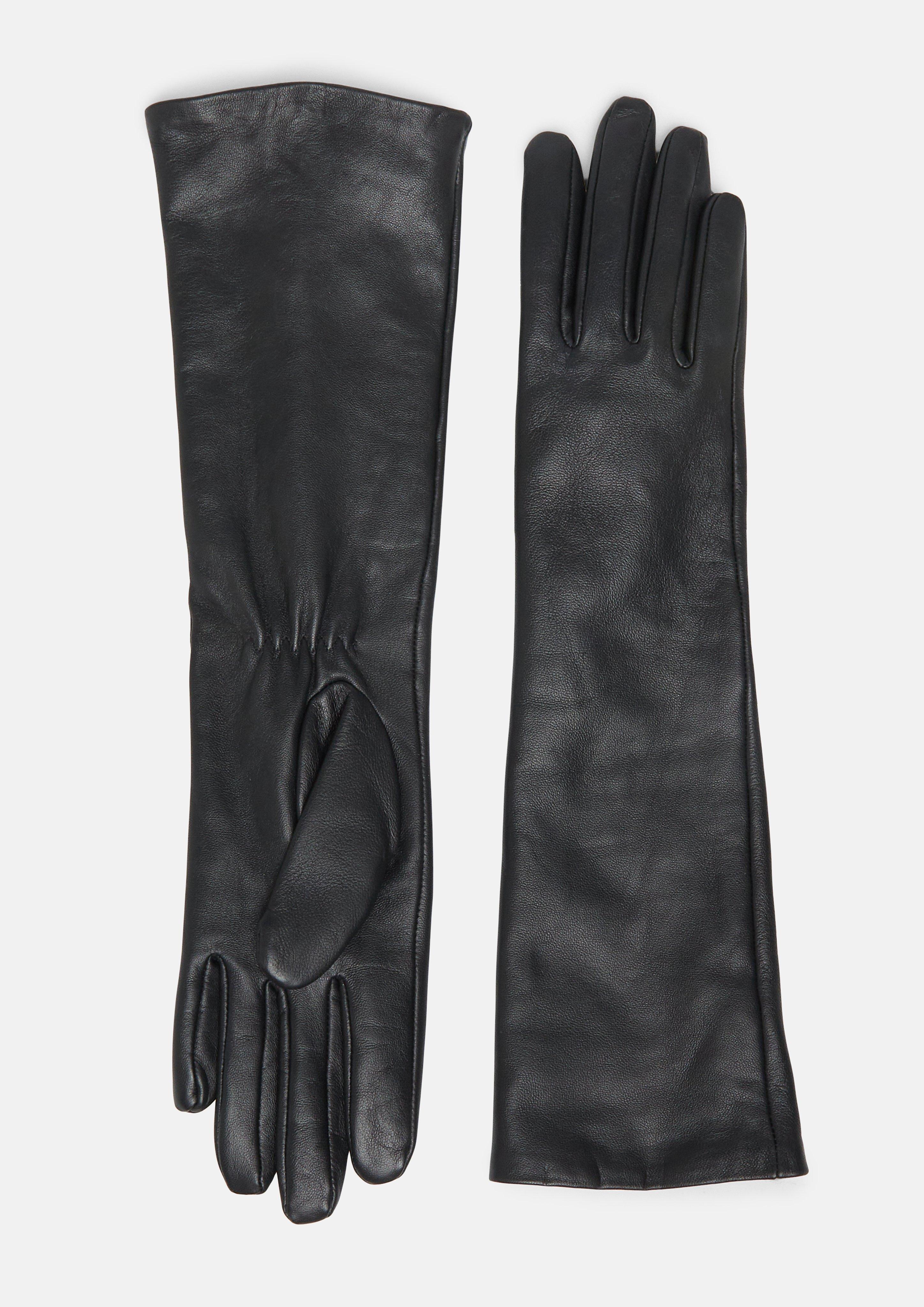 Lange Lederhandschuhe für Damen in Farbe schwarz von COMMA