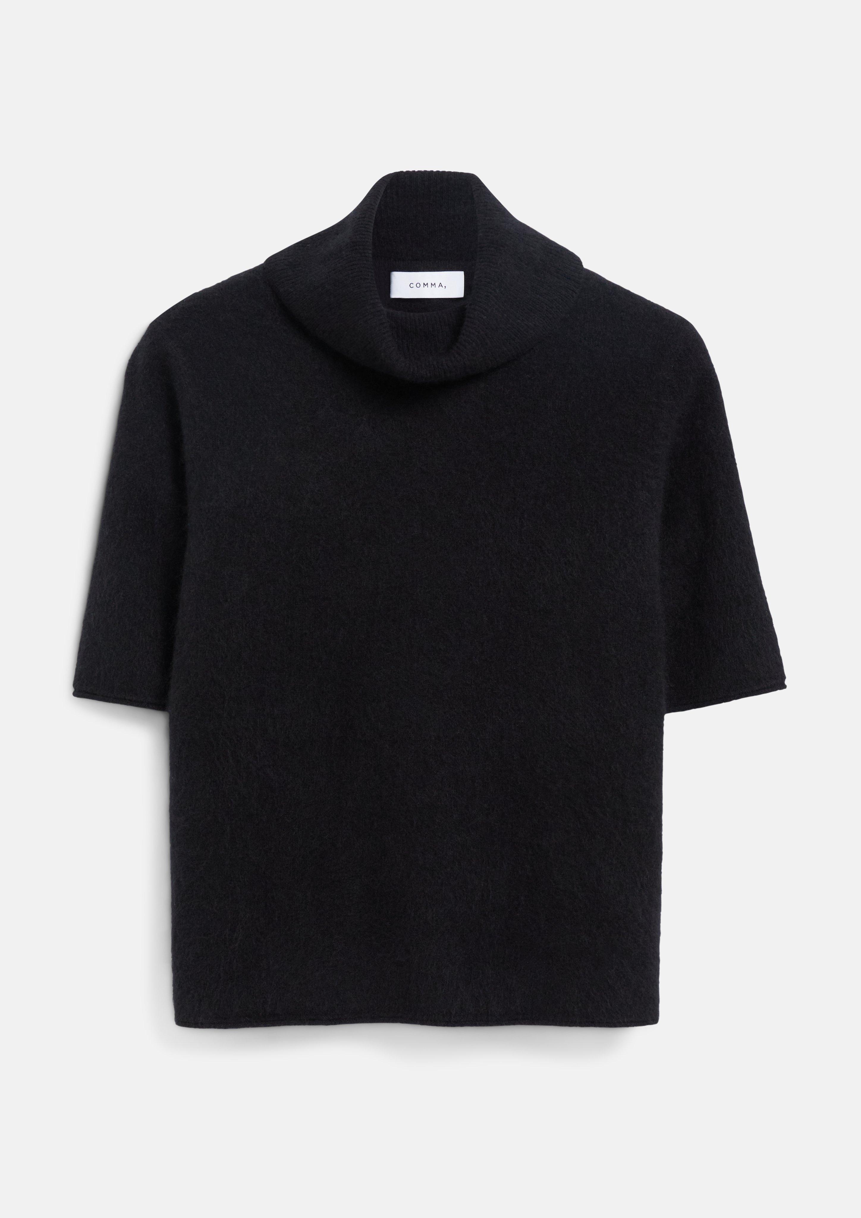 Damen Kuschelig gebürsteter Feinstrick-Pullover mit Rollkragen in schwarz von COMMA