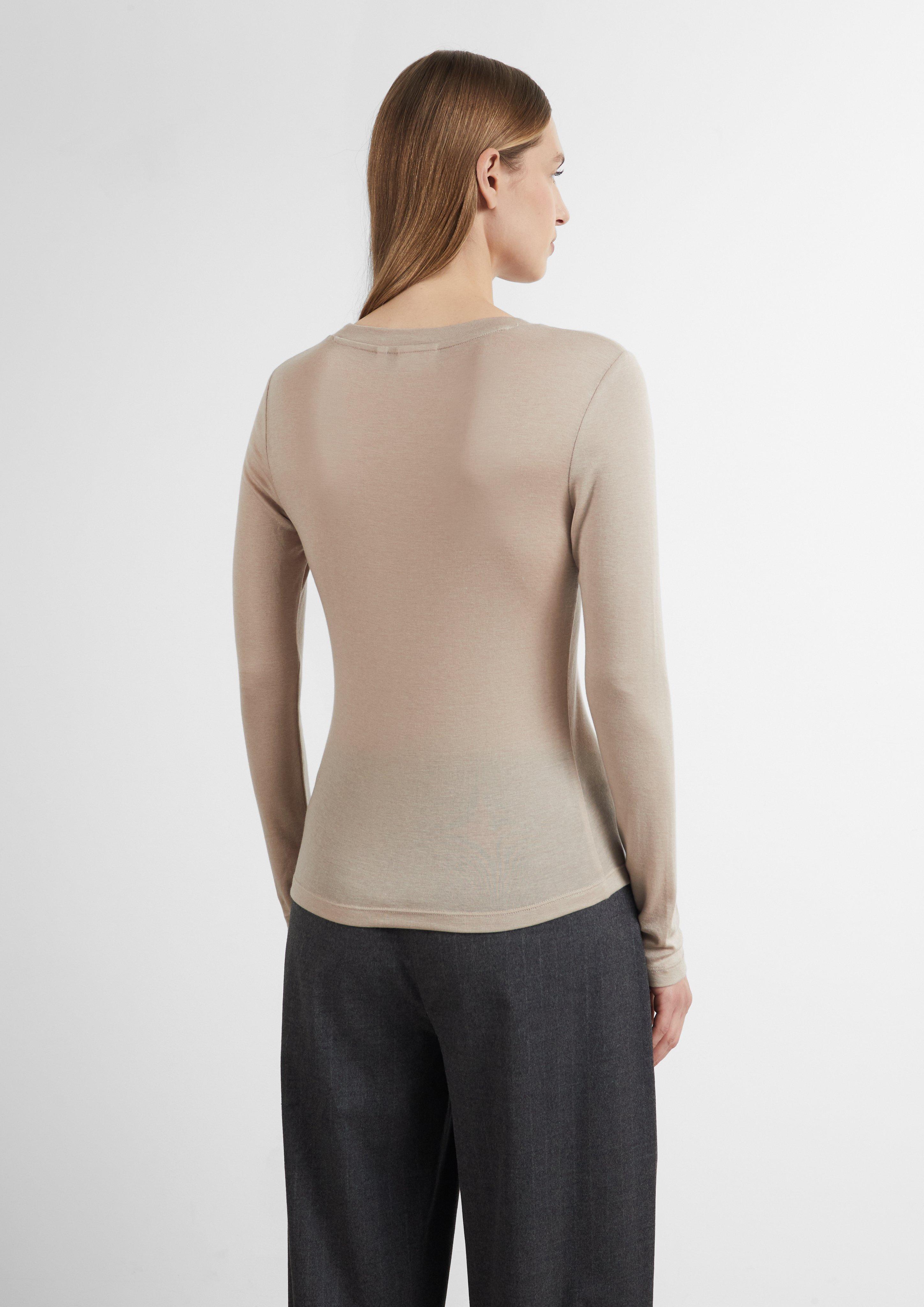 Damen Slim Fit Langarm-Shirt aus weichem Jersey in braun von COMMA