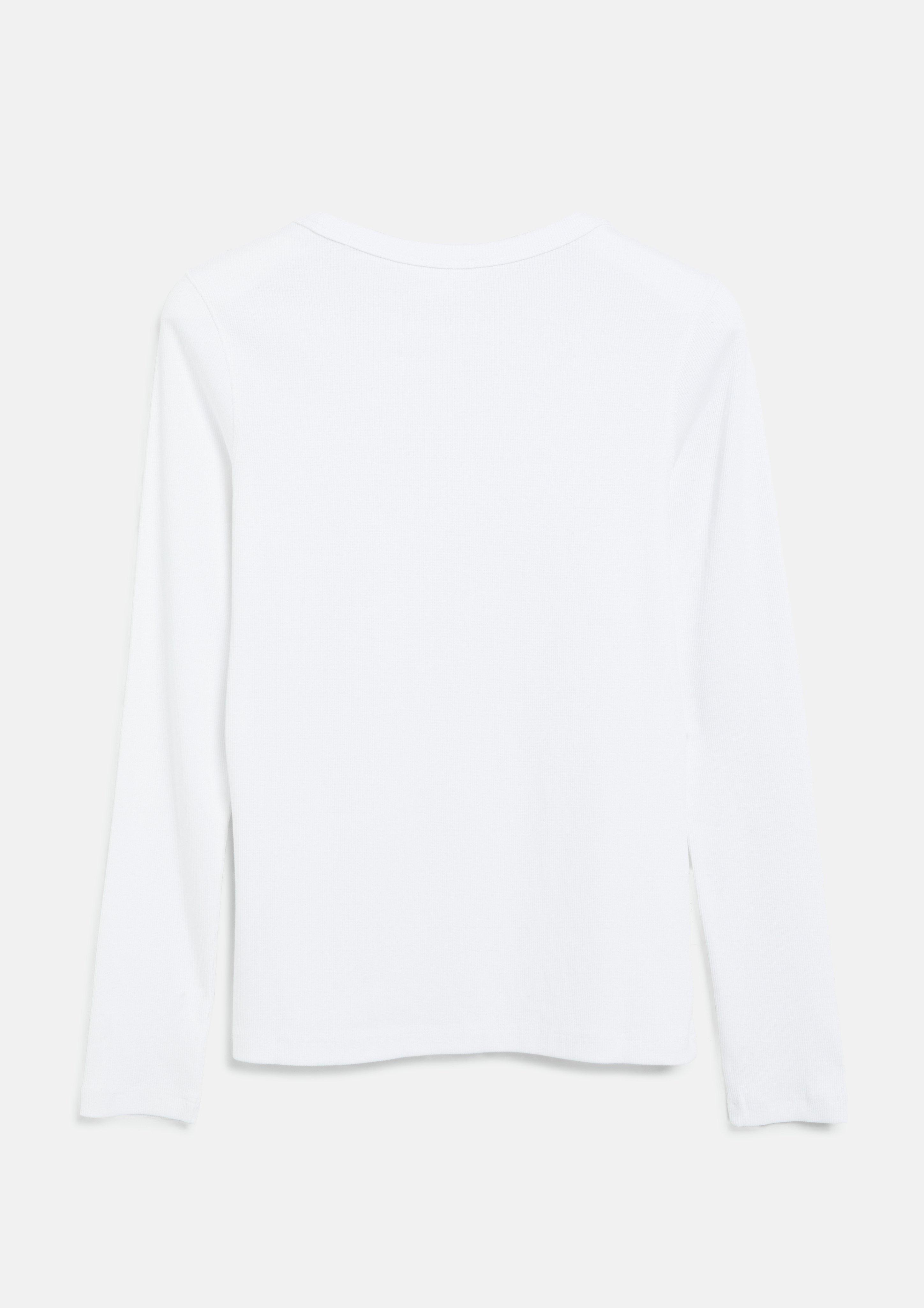 Women Slim-fit ribbed T-shirt with embroidery in white by s.Oliver