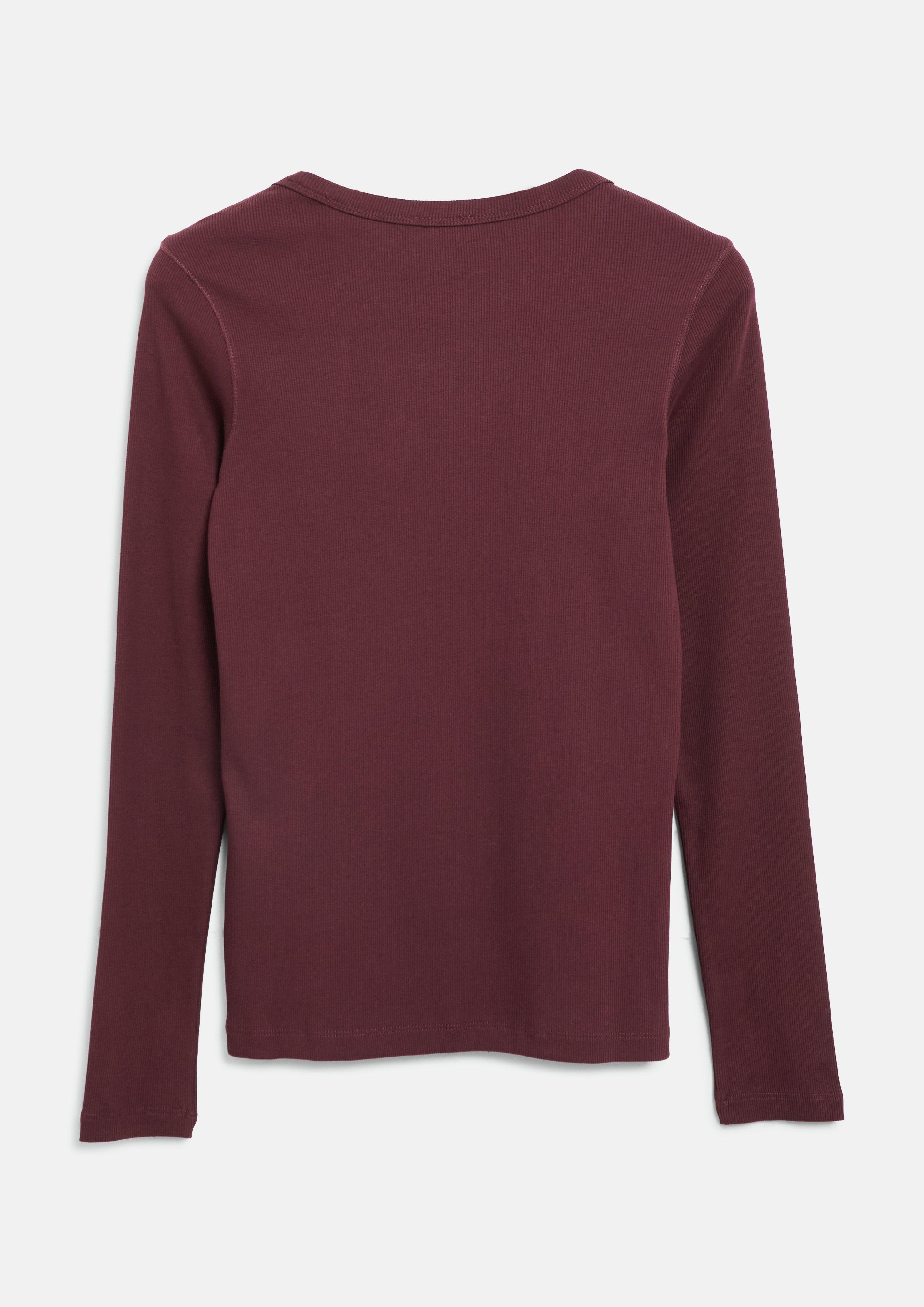 Femmes T-shirt côtelé coupe slim avec broderie en rouge de s.Oliver