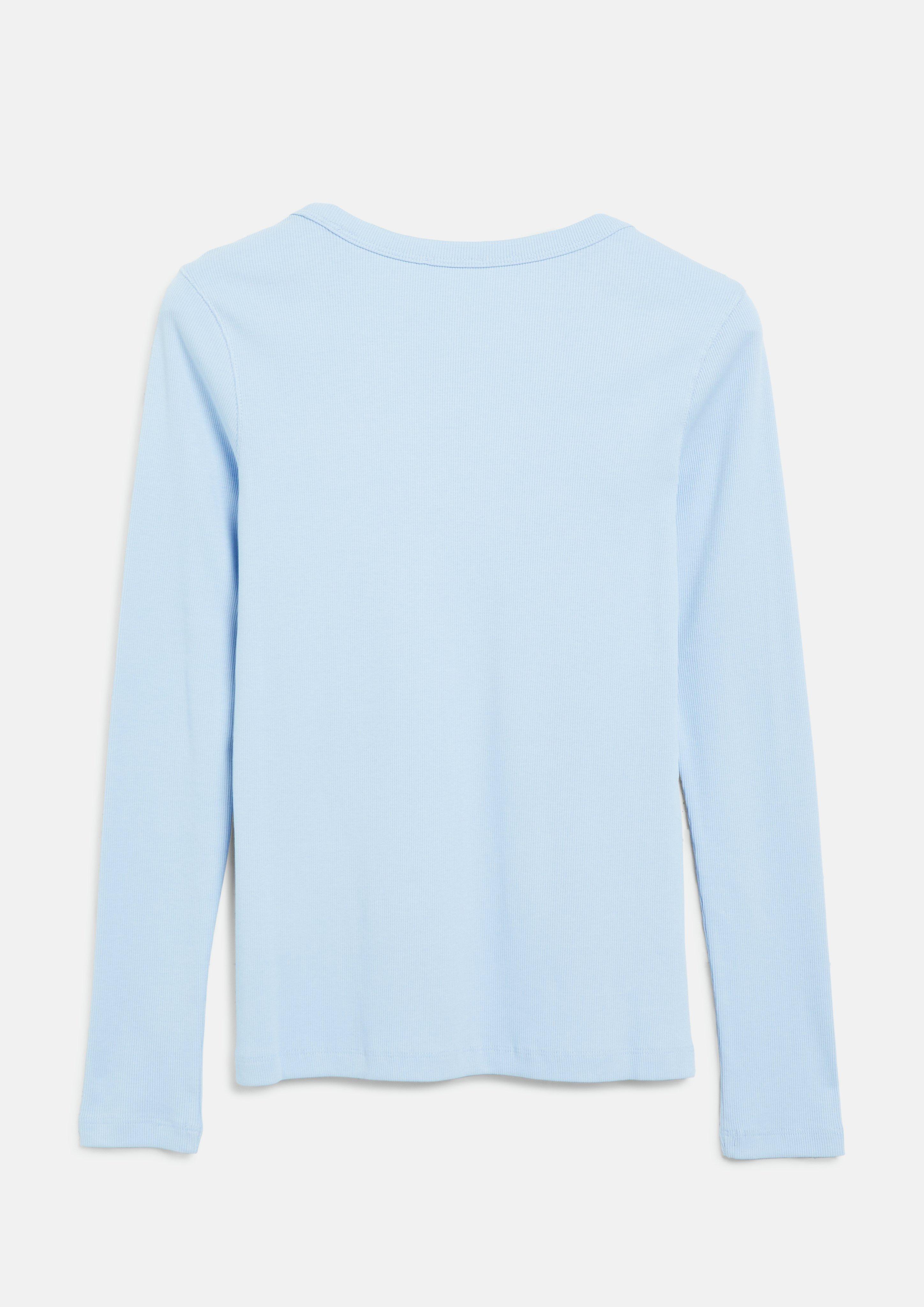 Femmes T-shirt côtelé coupe slim avec broderie en bleu de s.Oliver