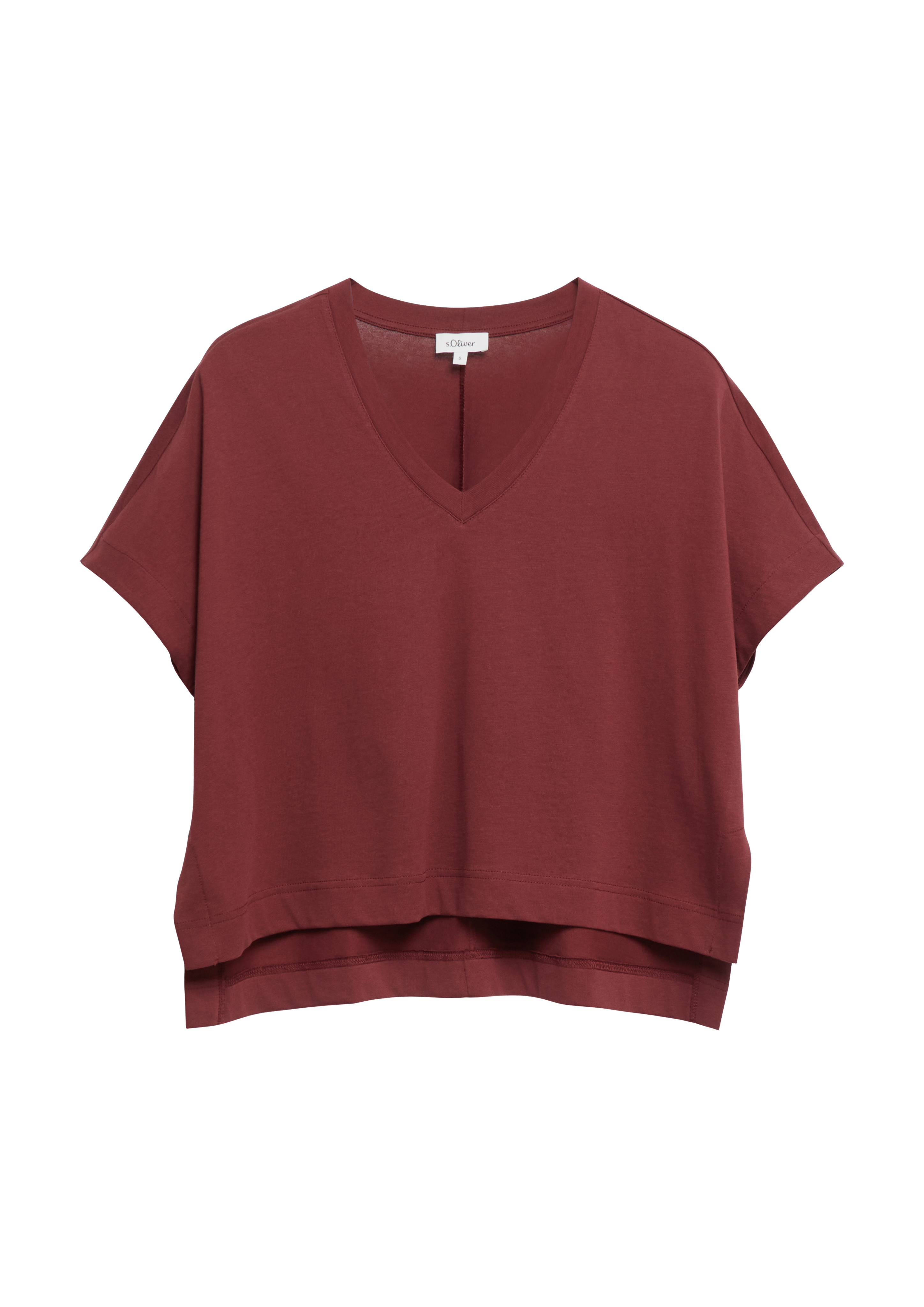 T-shirt met V-hals en verlaagde schouders