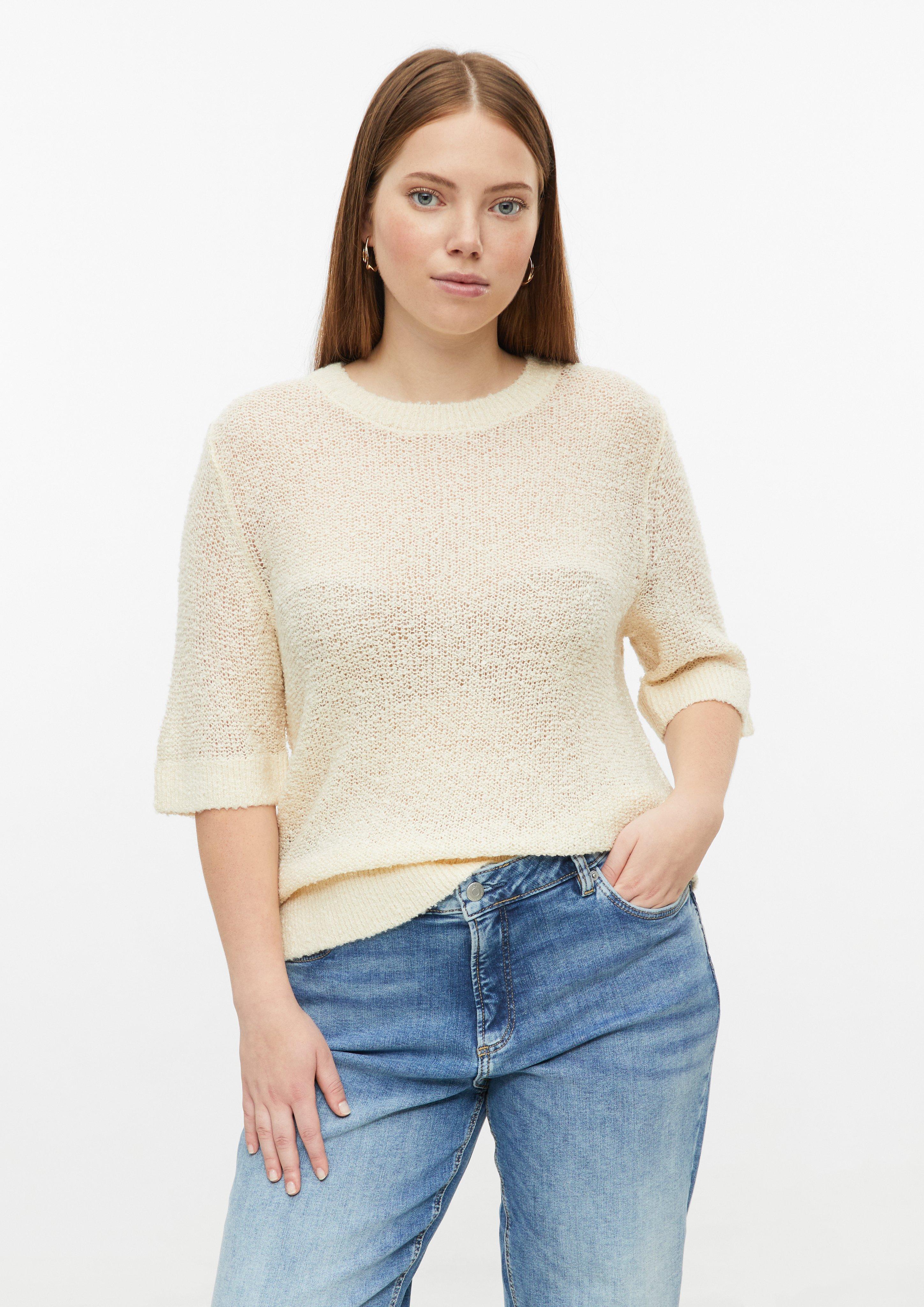 Pull à manches courtes effet bouclé en beige de QS CURVE
