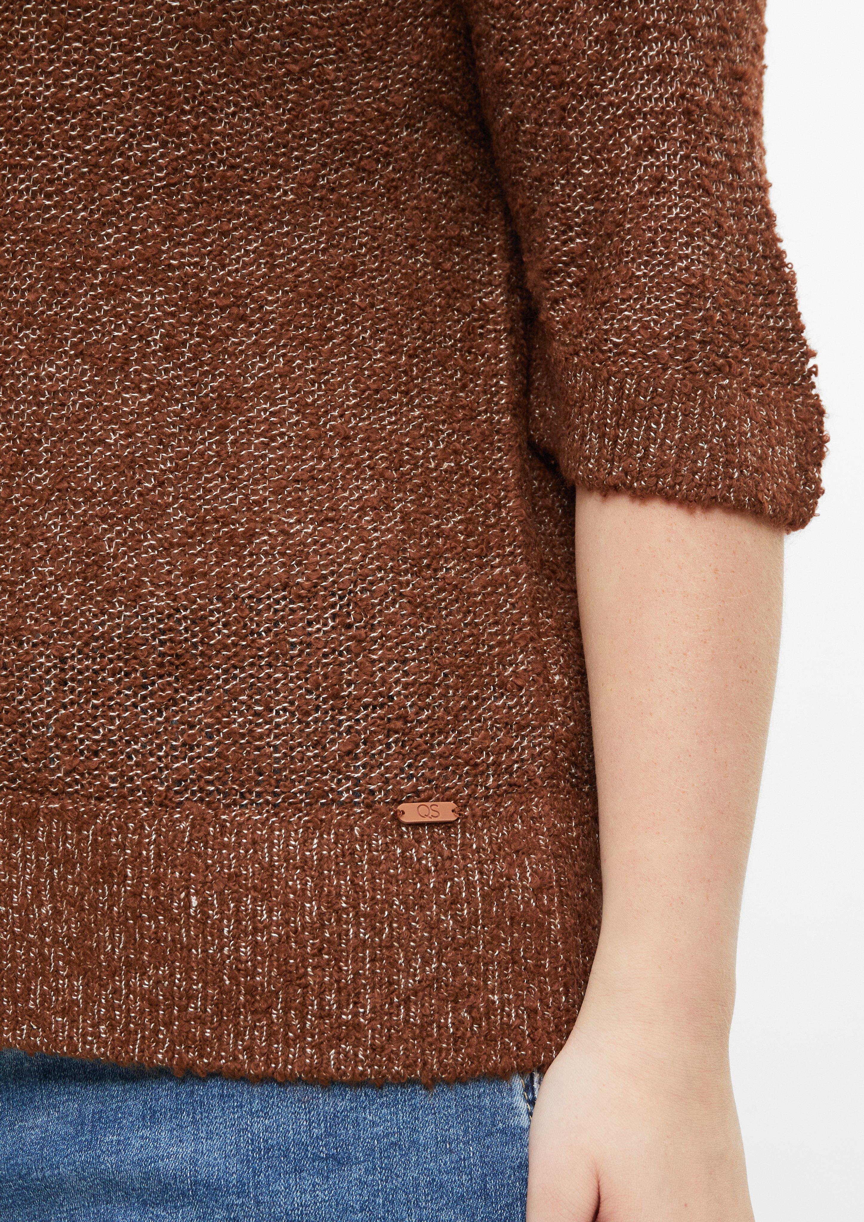 Femmes Pull à manches courtes effet bouclé en brun de QS CURVE