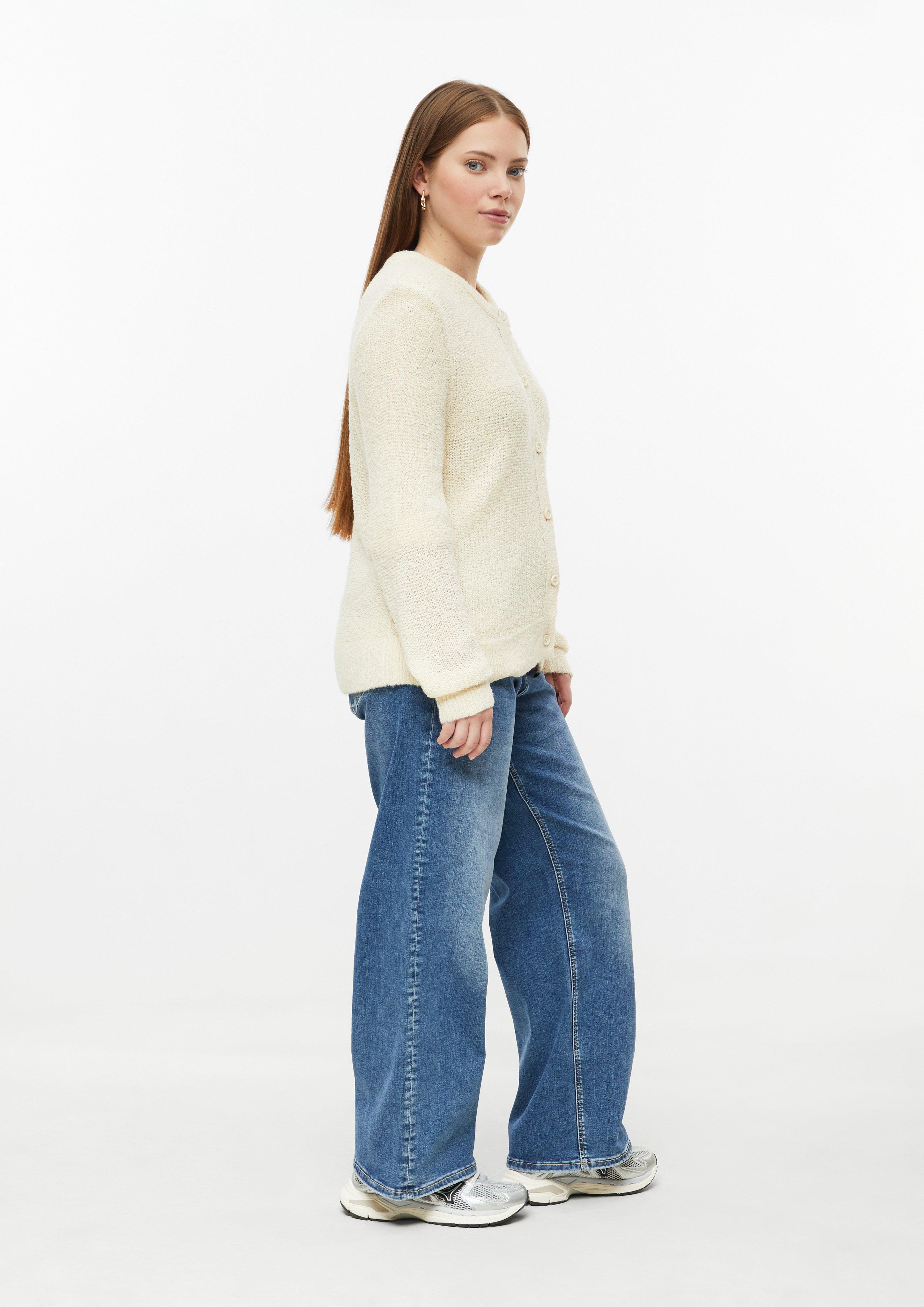 Women Bouclé-Style Cardigan in beige by QS CURVE