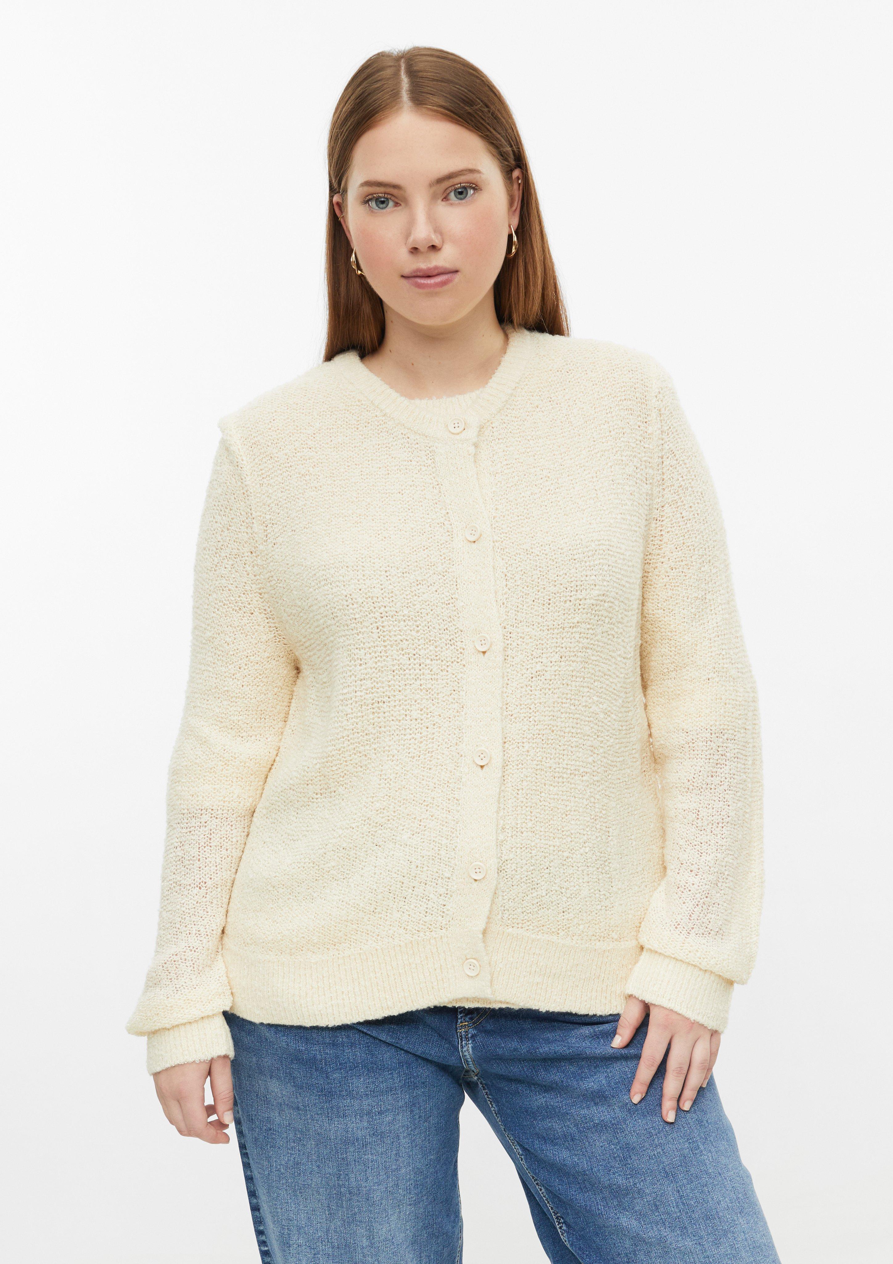 Cardigan effet bouclé en beige de QS CURVE
