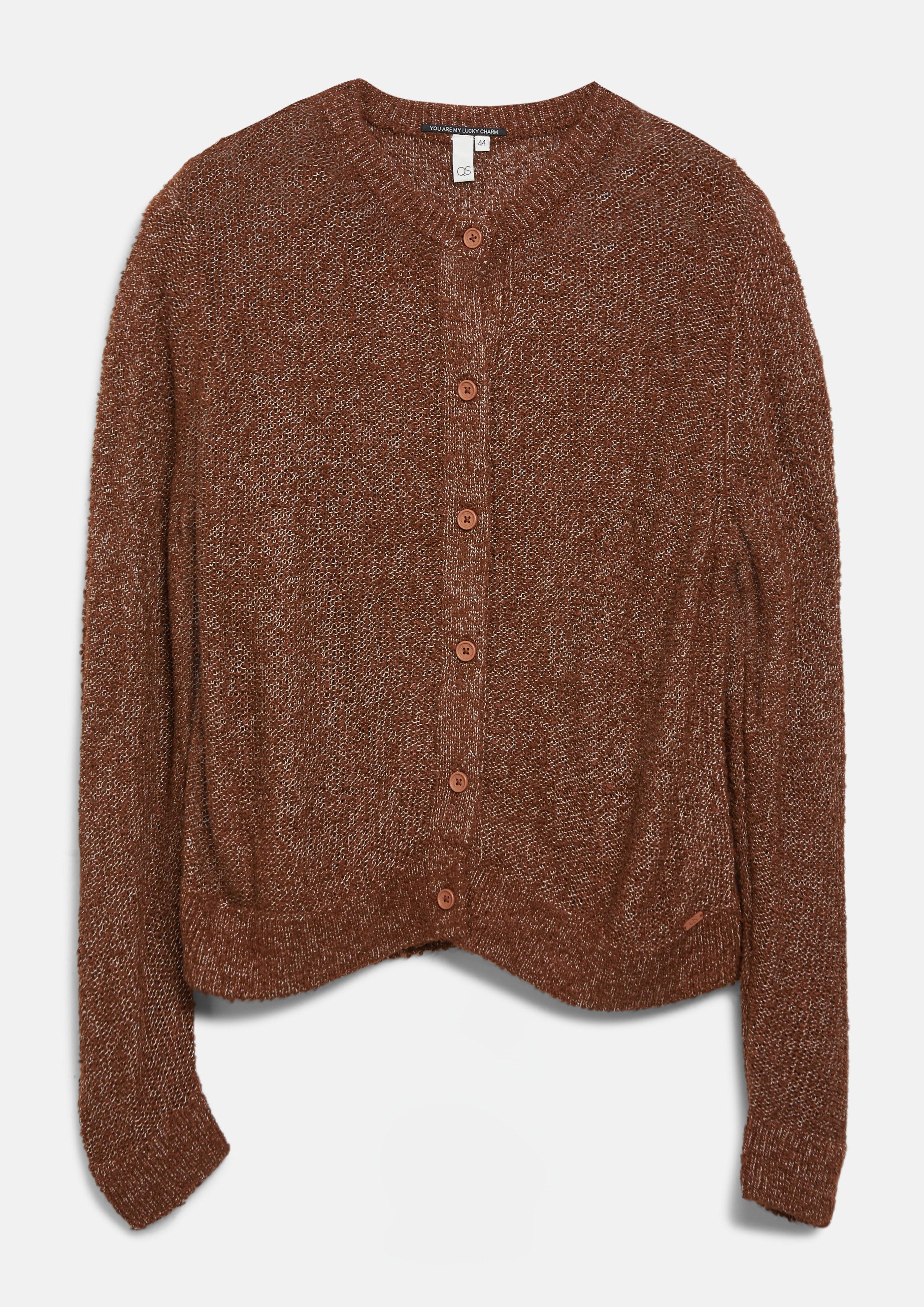 Cardigan effet bouclé en moka de QS CURVE