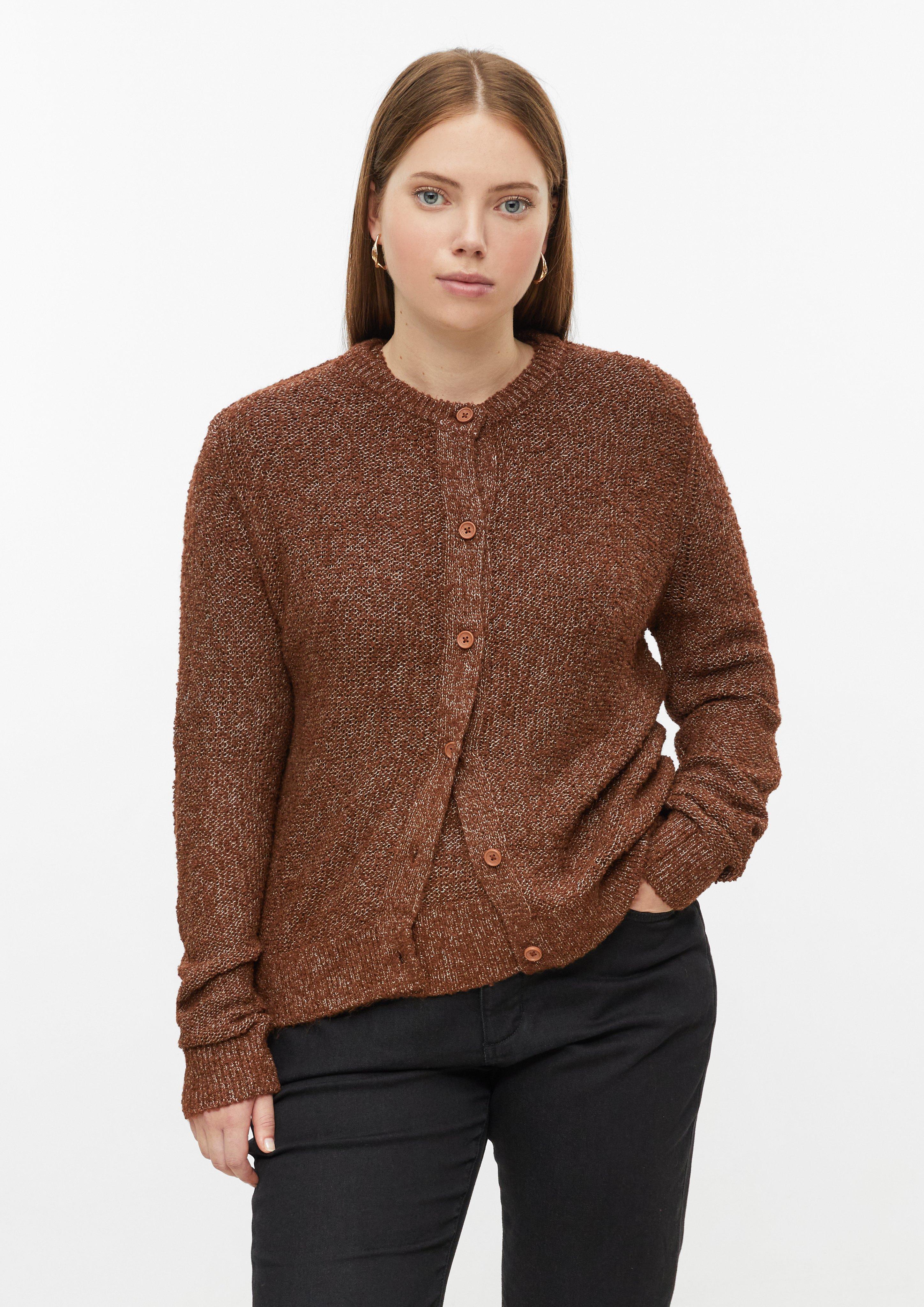 Strickjacke in Bouclé Optik in Farbe mokka von QS CURVE