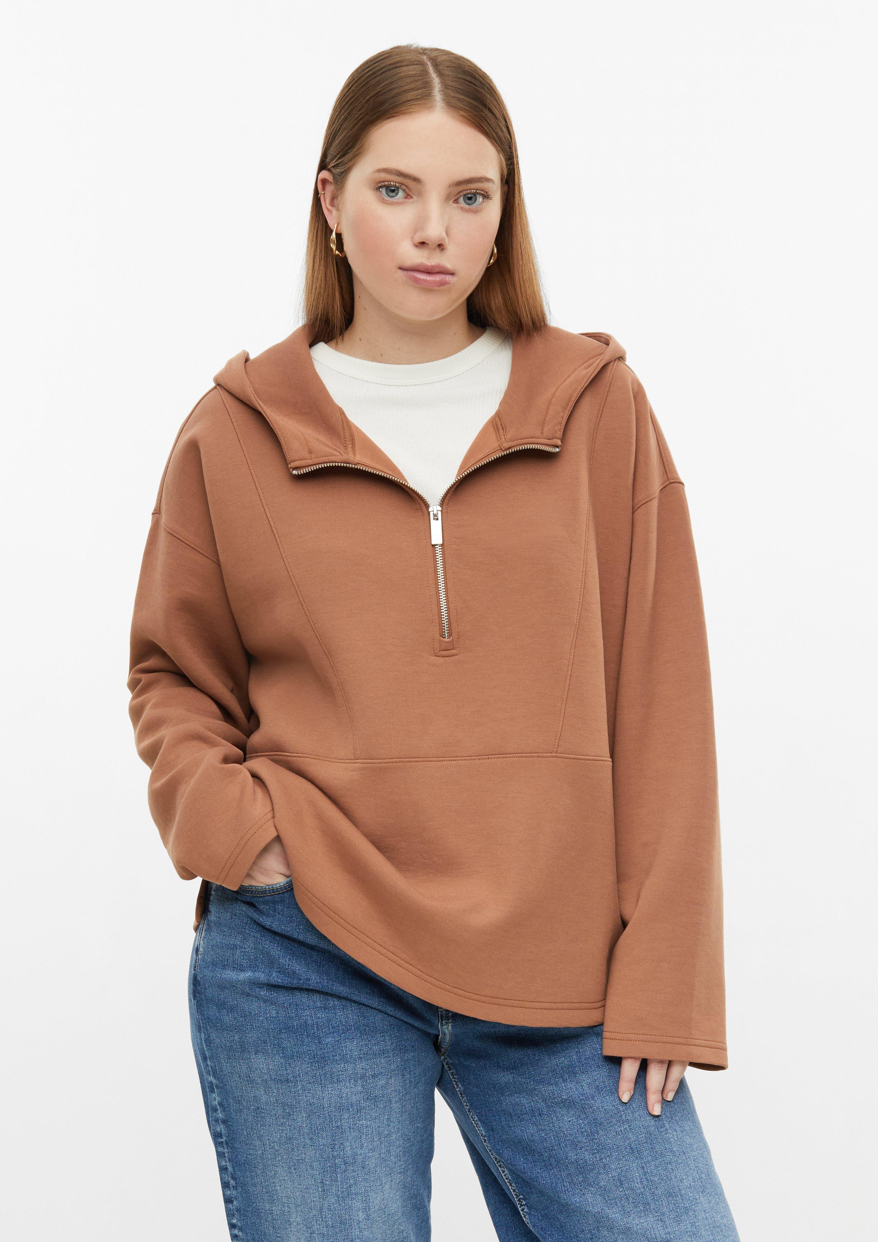 Sweat à capuche Scubba avec détails de coutures en terracotta de QS CURVE