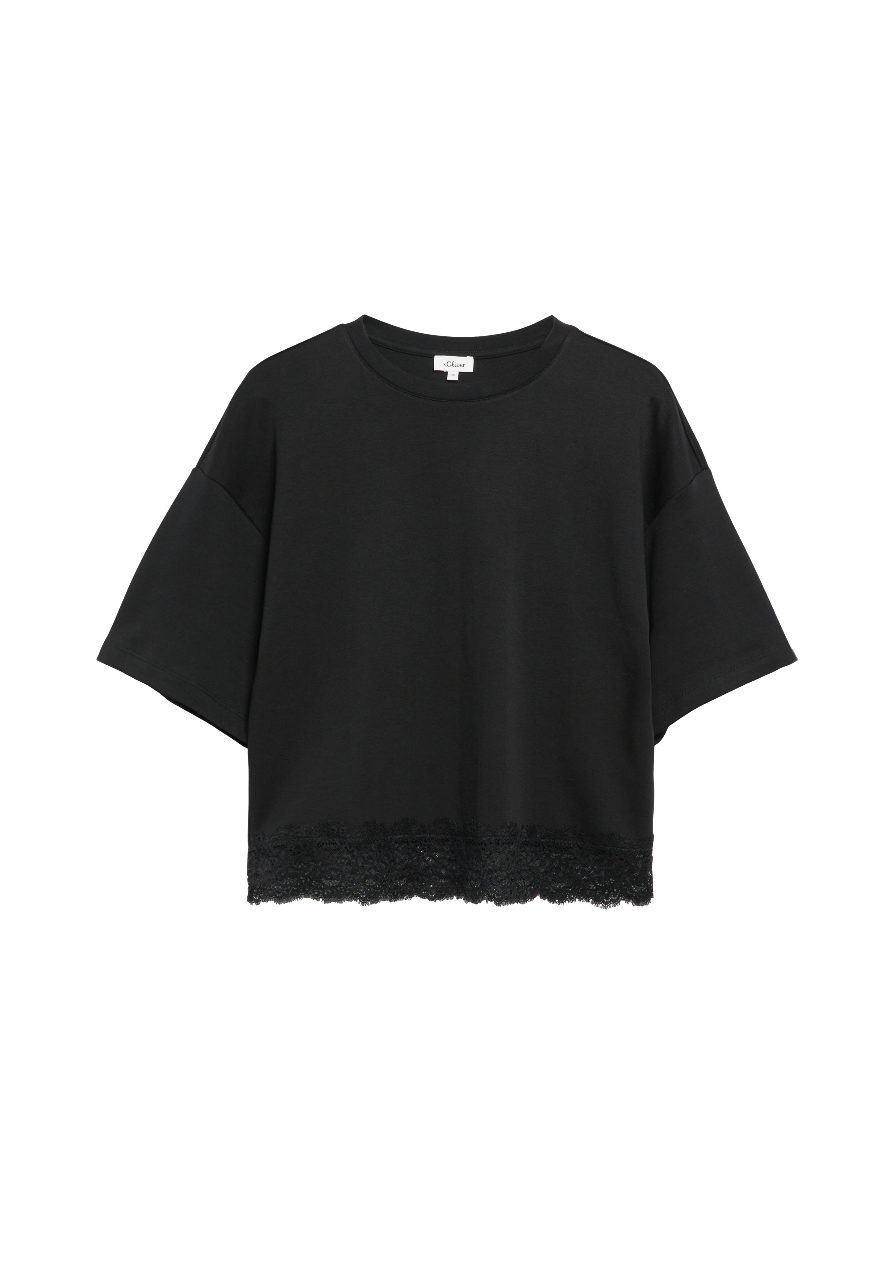 s.Oliver T-Shirt Mit überschnittenem Arm Und Spitzenkante
