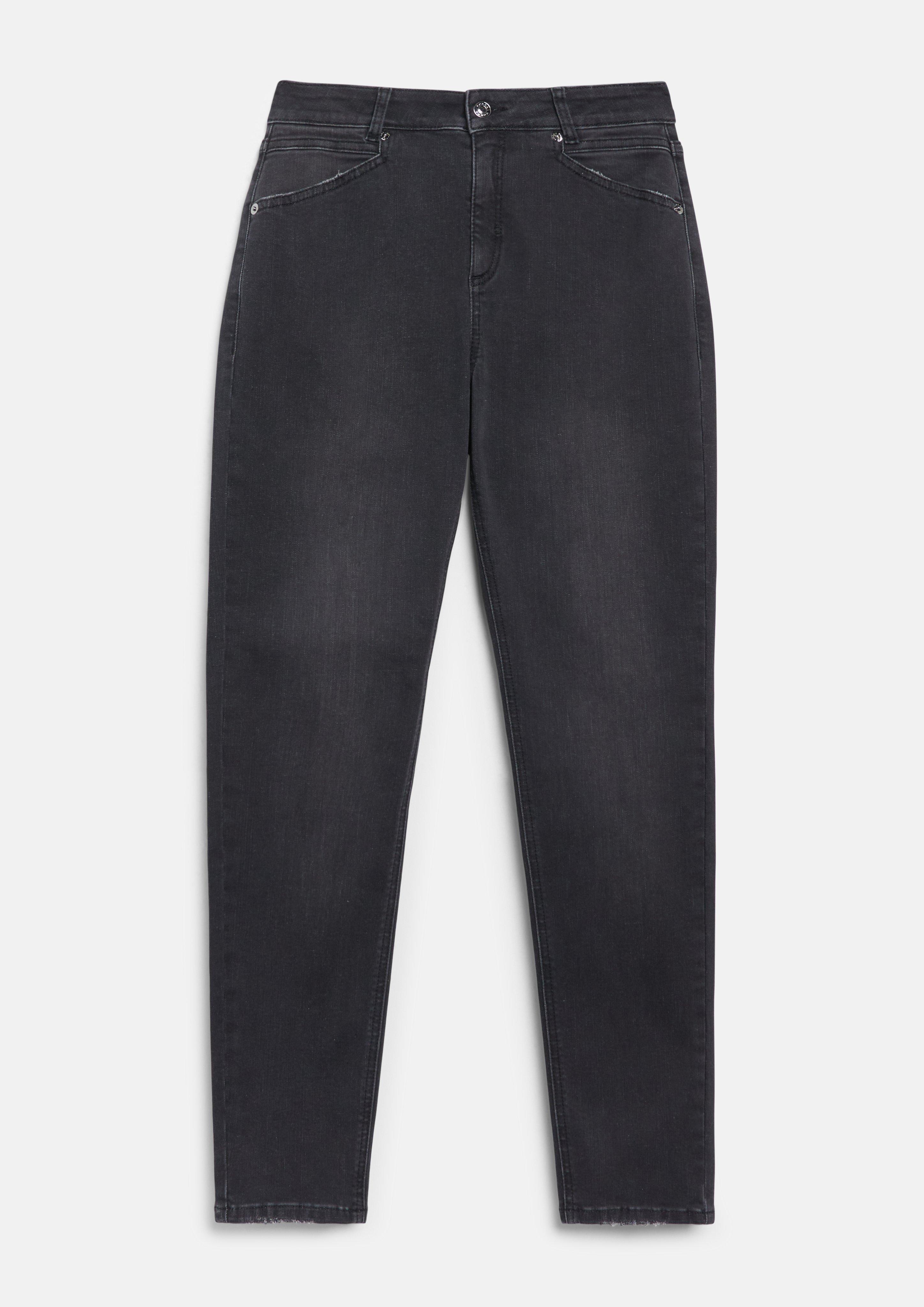 Slim Fit Jeans JUNE mit Mid Rise und Ankle-Länge in schwarz von COMMA