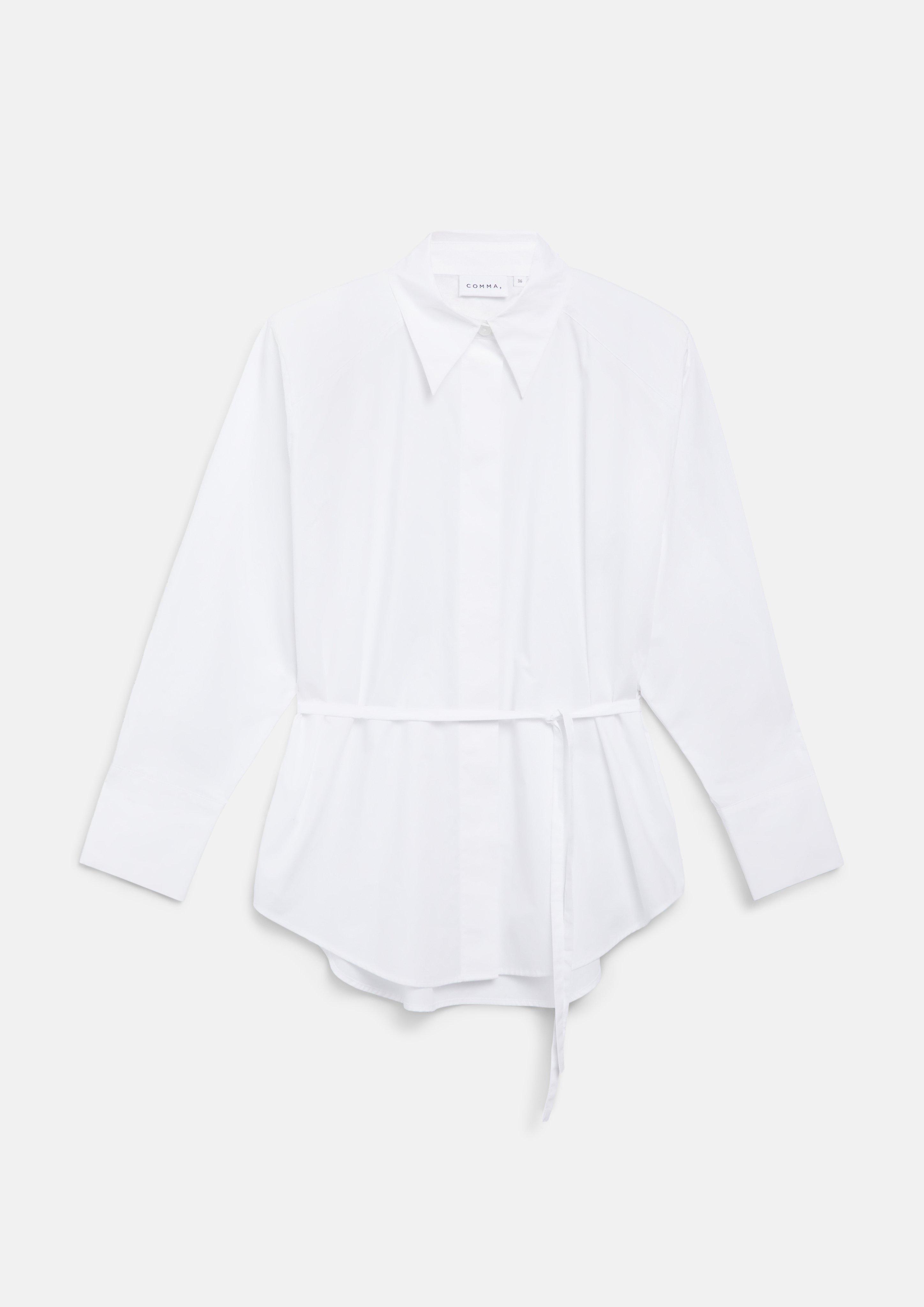 Damen Oversize-Bluse mit Manschetten und Schulterpolstern in weiß von COMMA