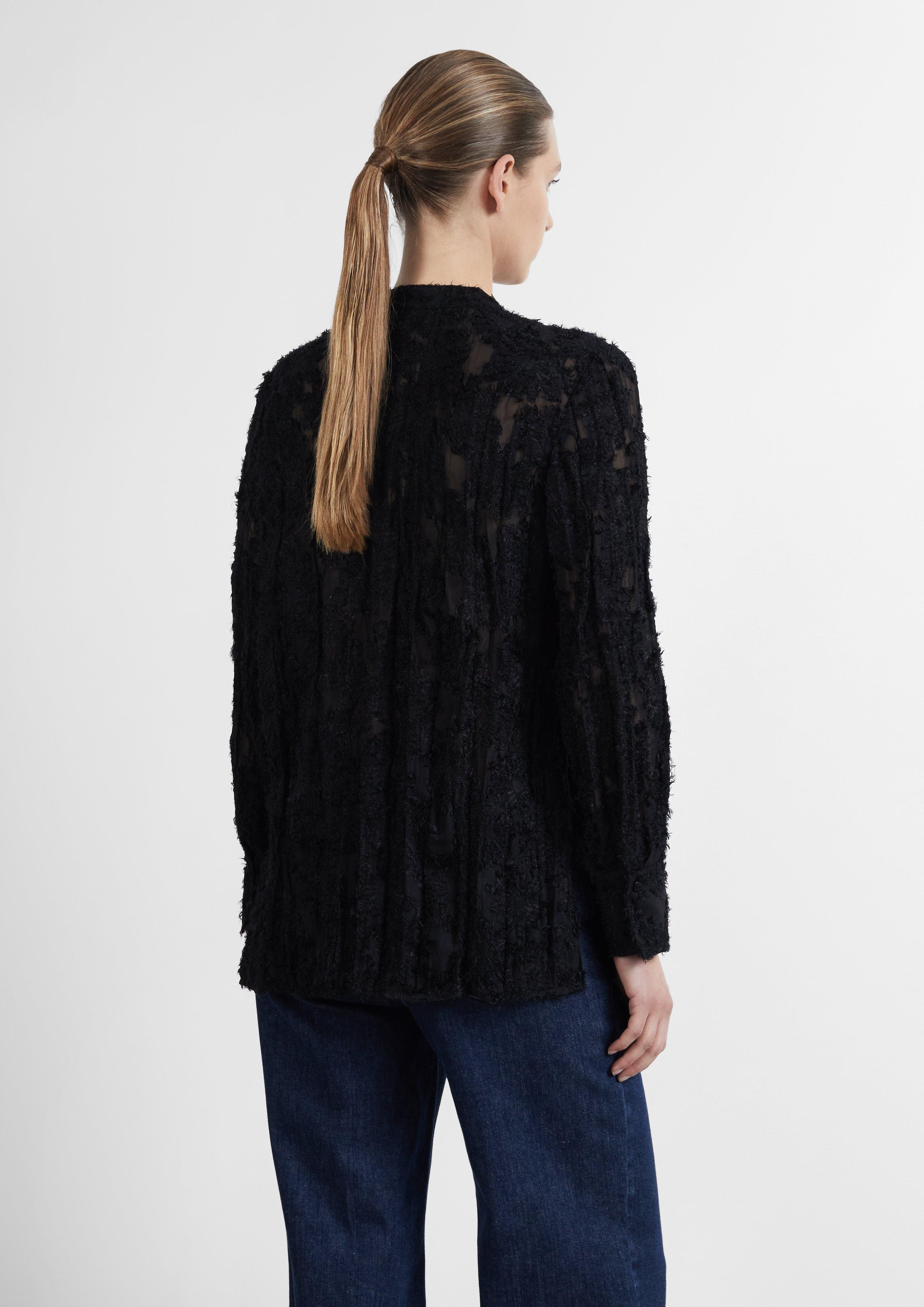 Damen Relaxed-Fit-Bluse mit Manschetten und Ärmelschlitz in schwarz von COMMA