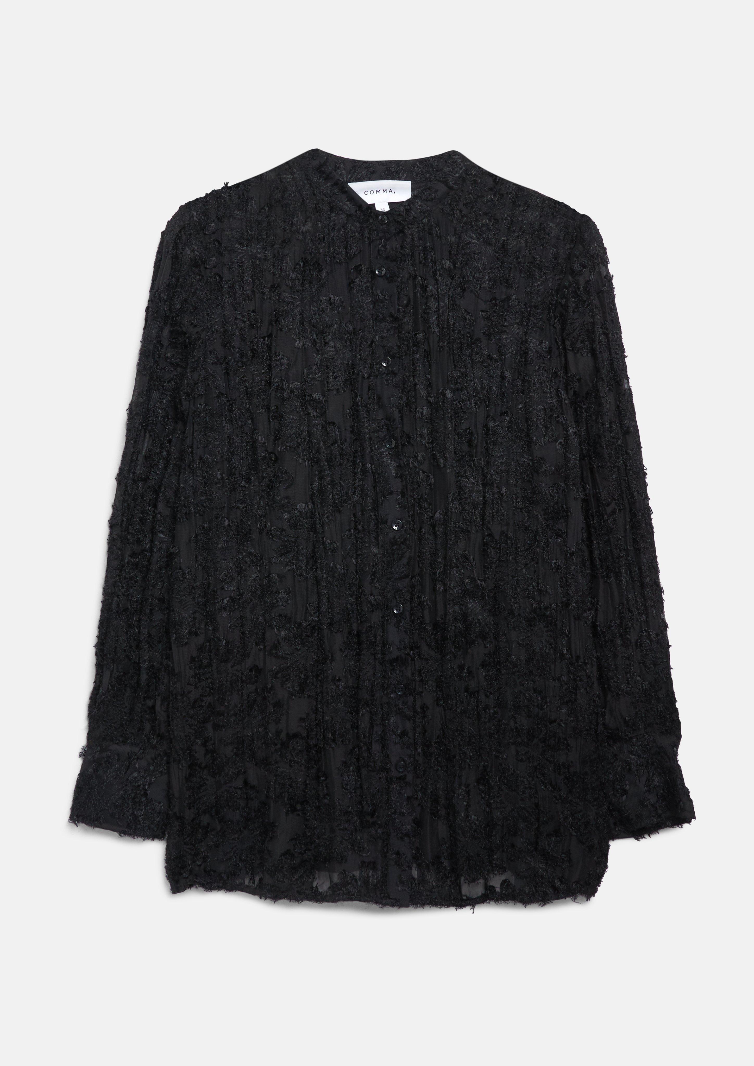 Damen Relaxed-Fit-Bluse mit Manschetten und Ärmelschlitz in schwarz von COMMA
