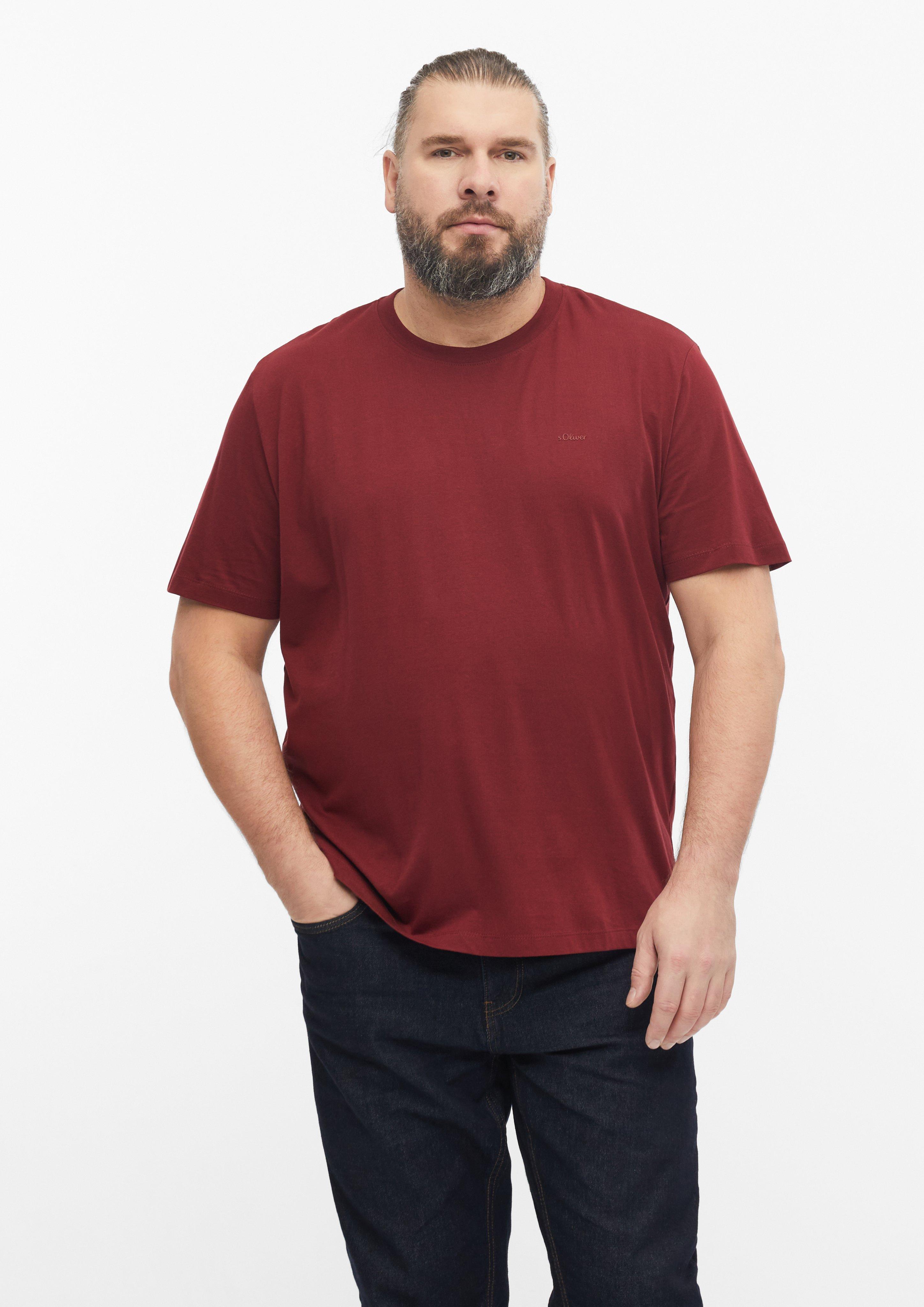 Baumwoll-T-Shirt mit Logo-Print in Farbe bordeaux von s.Oliver Men Big Sizes