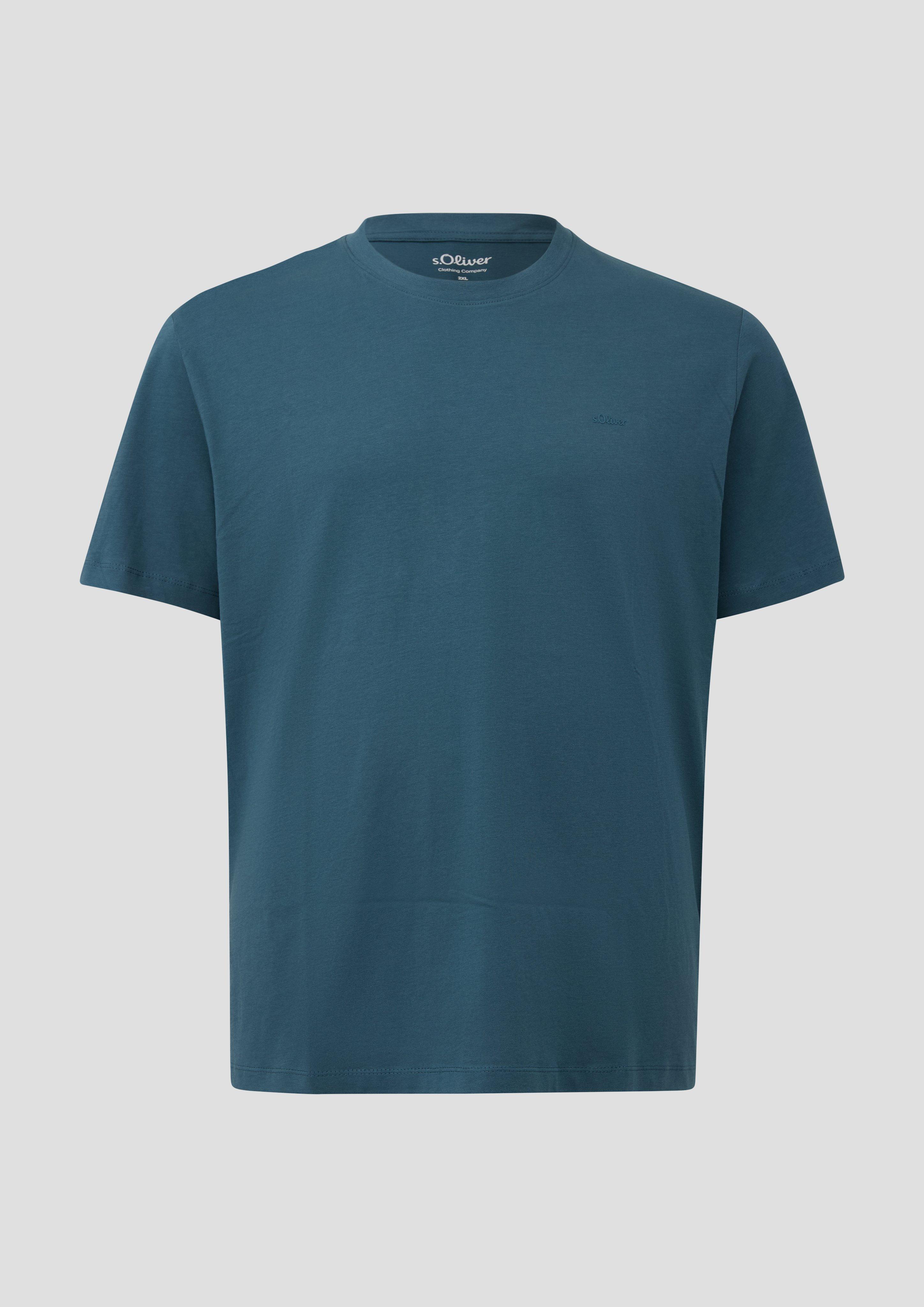 Herren Baumwoll-T-Shirt mit Logo-Print in blau von s.Oliver Men Big Sizes