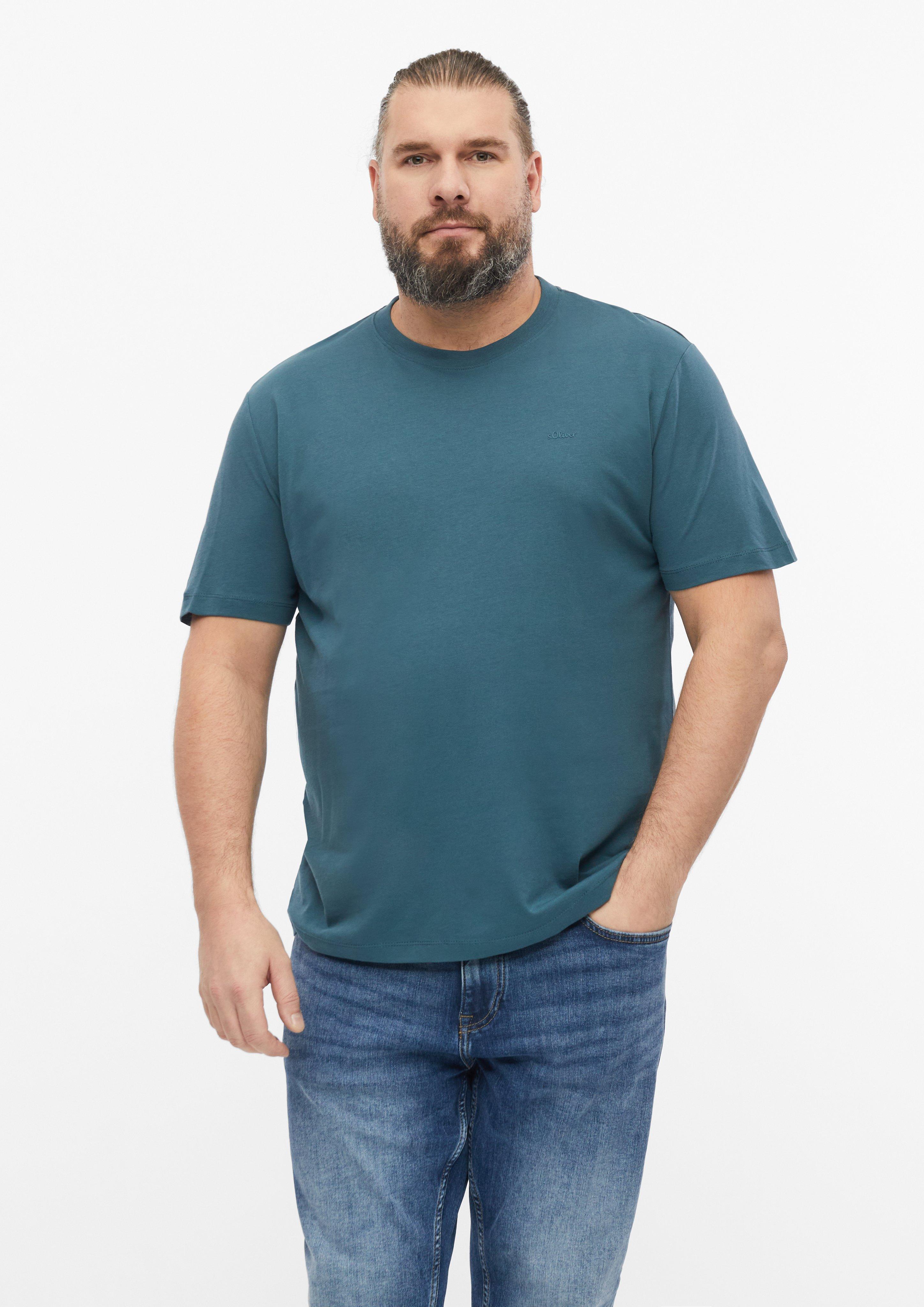 T-shirt en coton avec logo imprimé en bleu foncé de s.Oliver Men Big Sizes