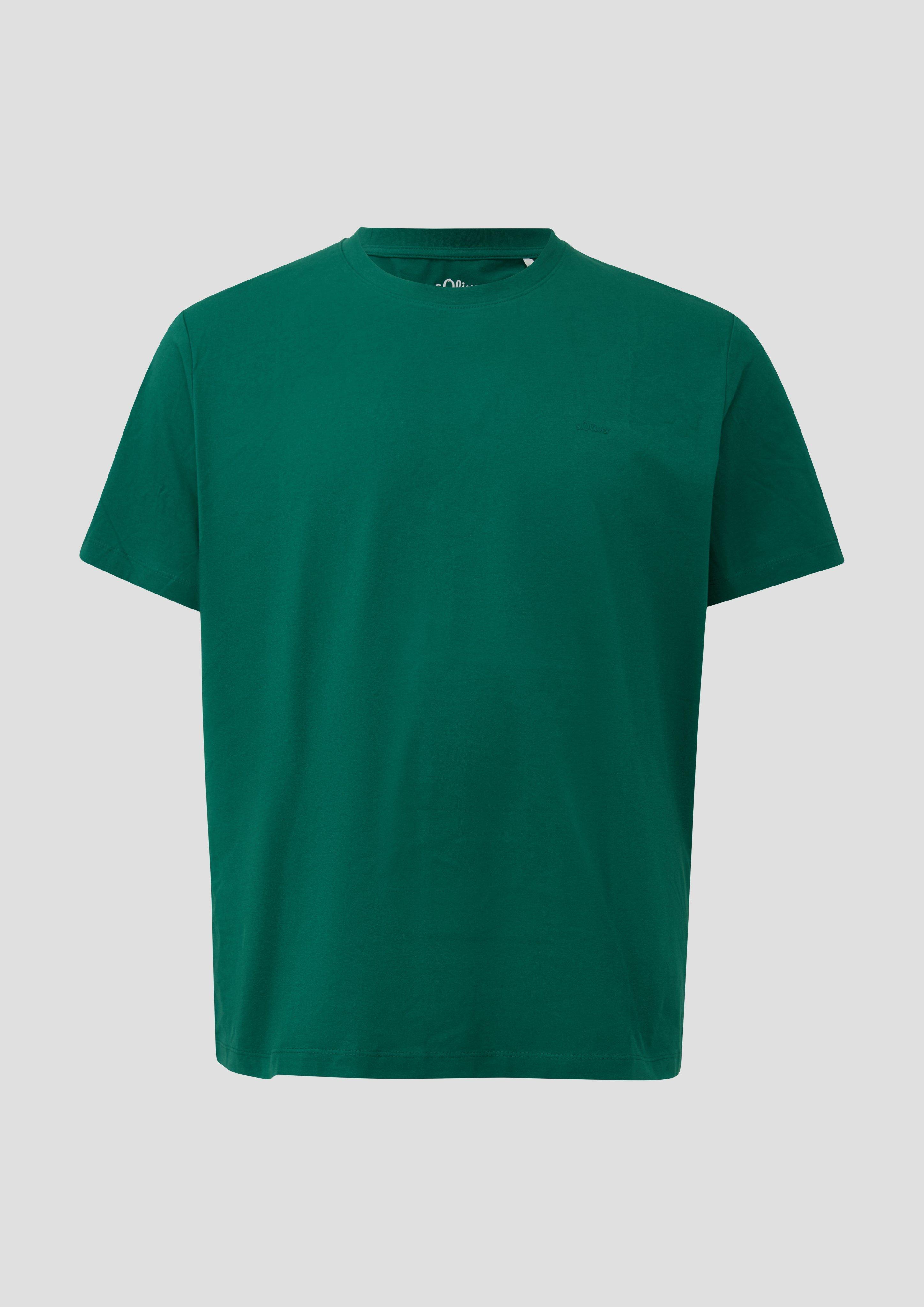 Herren Baumwoll-T-Shirt mit Logo-Print in grün von s.Oliver Men Big Sizes