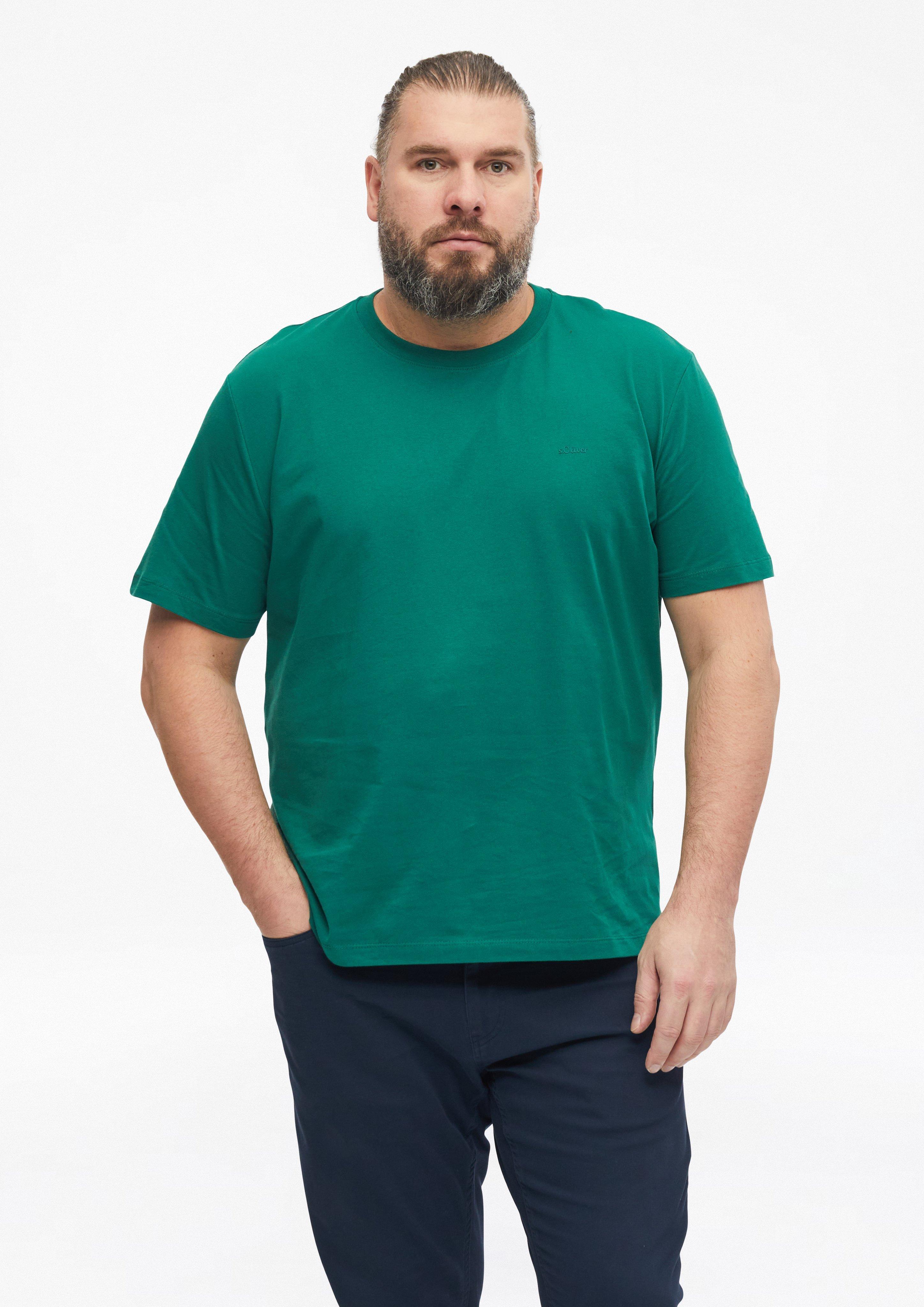T-shirt en coton avec logo imprimé en vert de s.Oliver Men Big Sizes