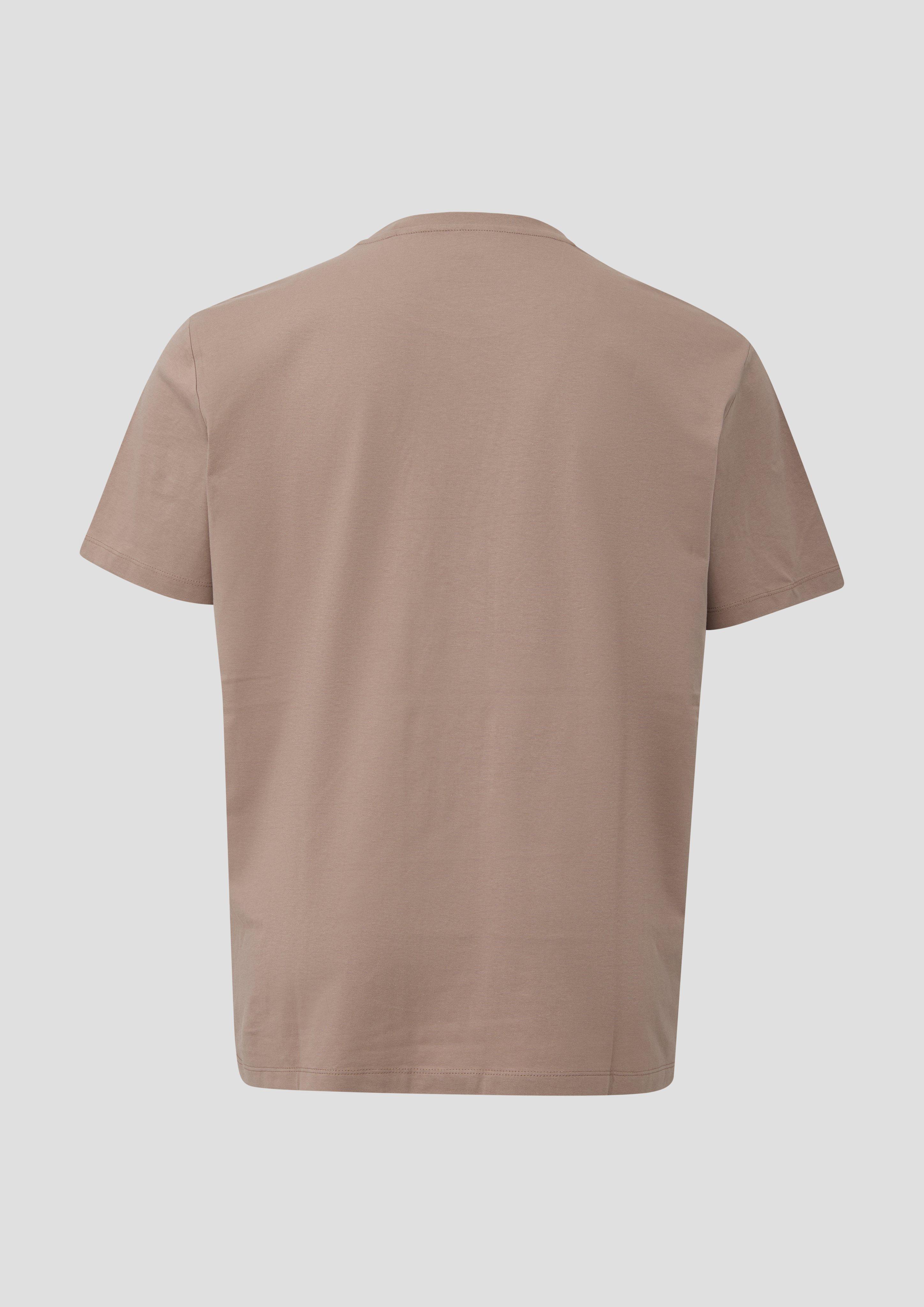 Heren Katoenen T-shirt met logo-opdruk in bruin van s.Oliver Men Big Sizes