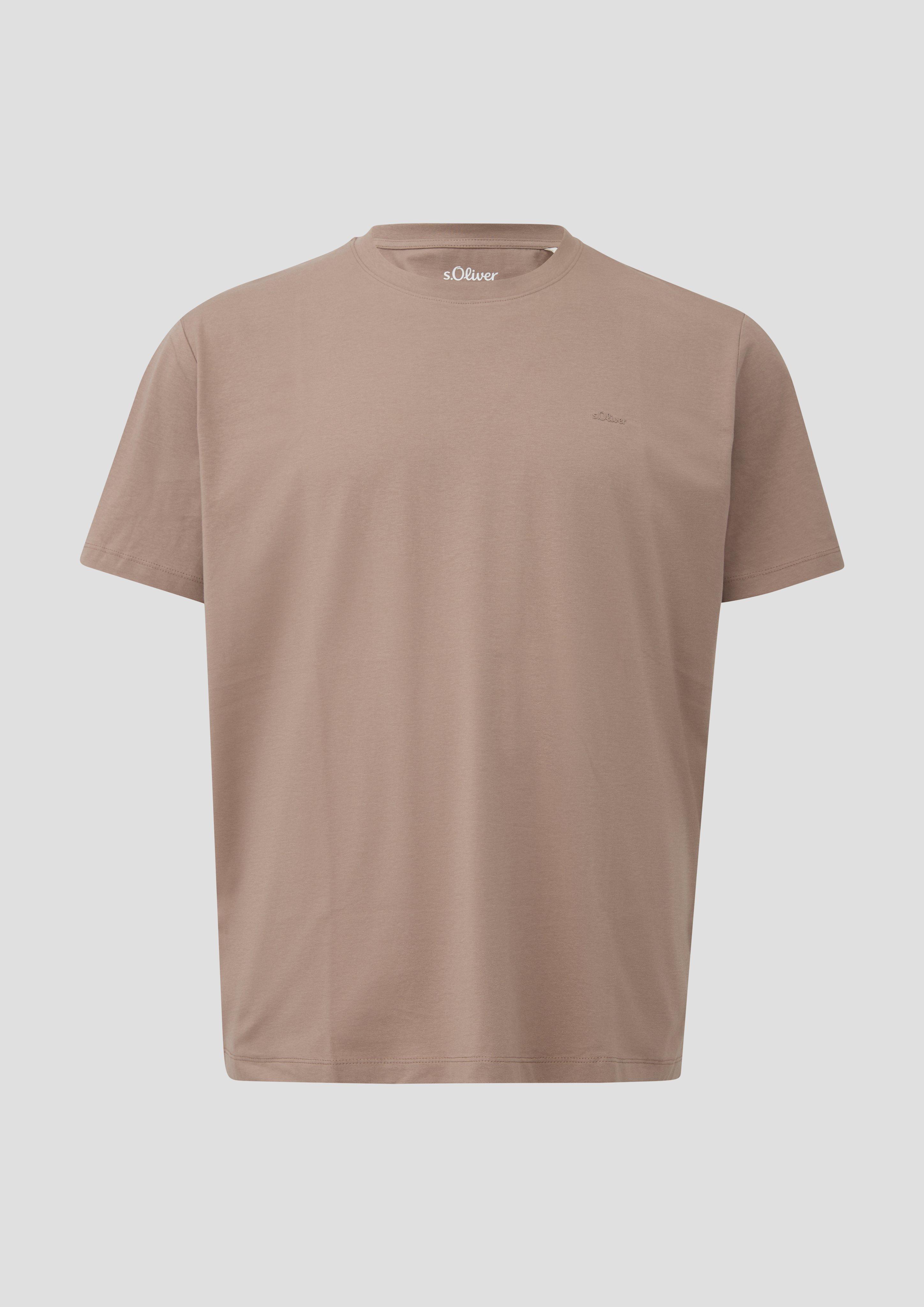Katoenen T-shirt met logo-opdruk in lichtbruin van s.Oliver Men Big Sizes