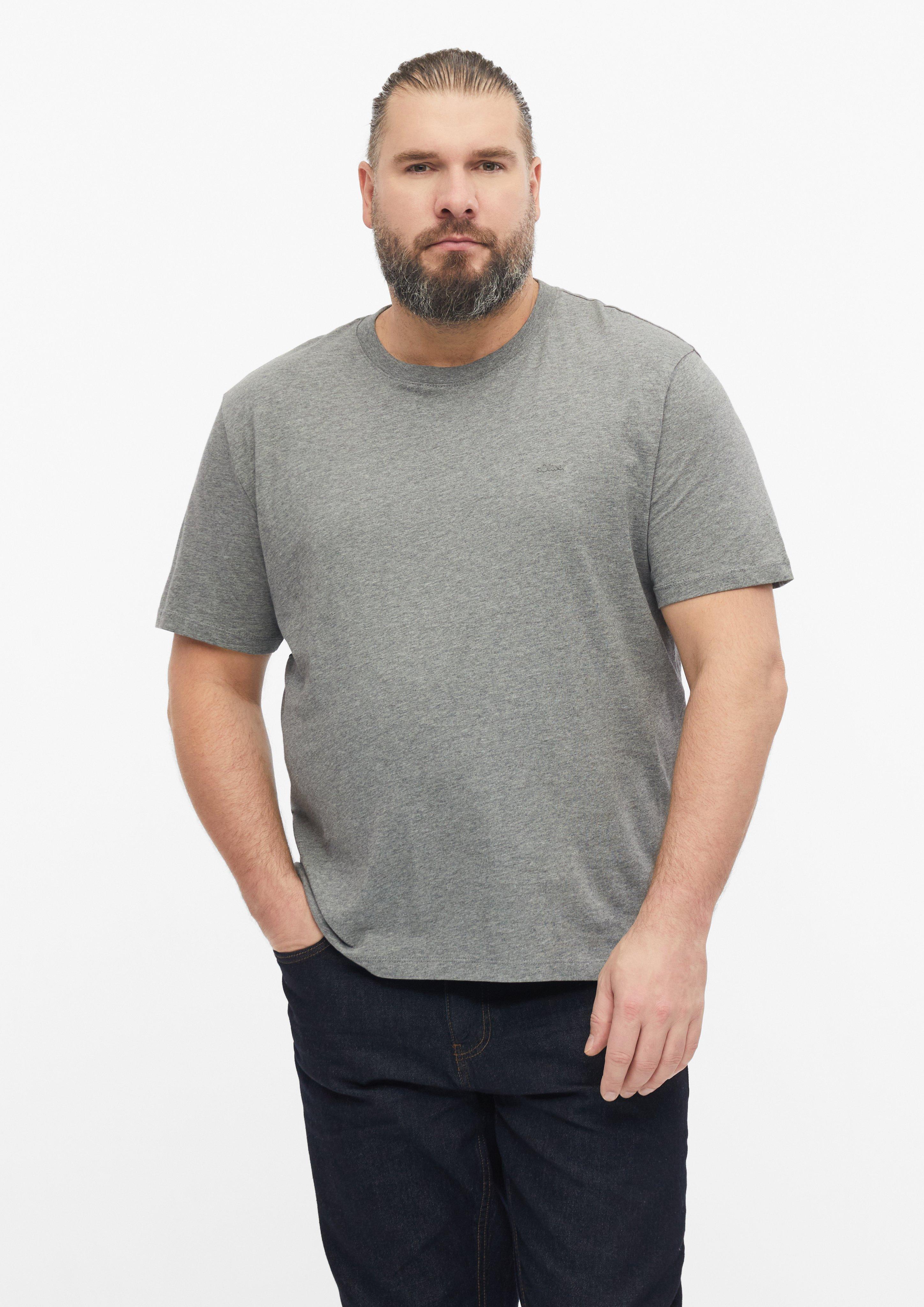 Katoenen T-shirt met logo-opdruk in grijs van s.Oliver Men Big Sizes