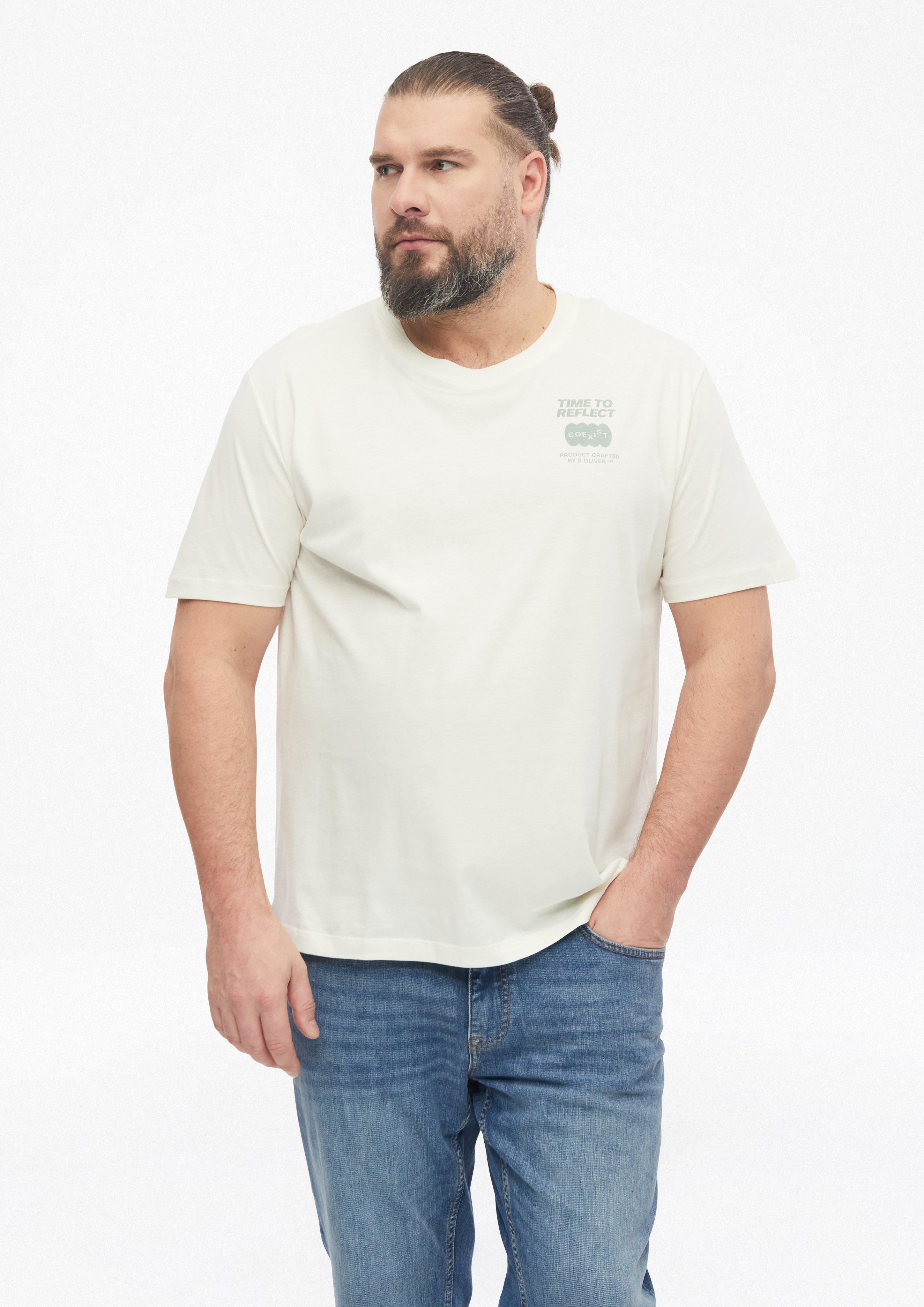 Baumwoll-T-Shirt mit Artwork in Farbe creme von s.Oliver Men Big Sizes